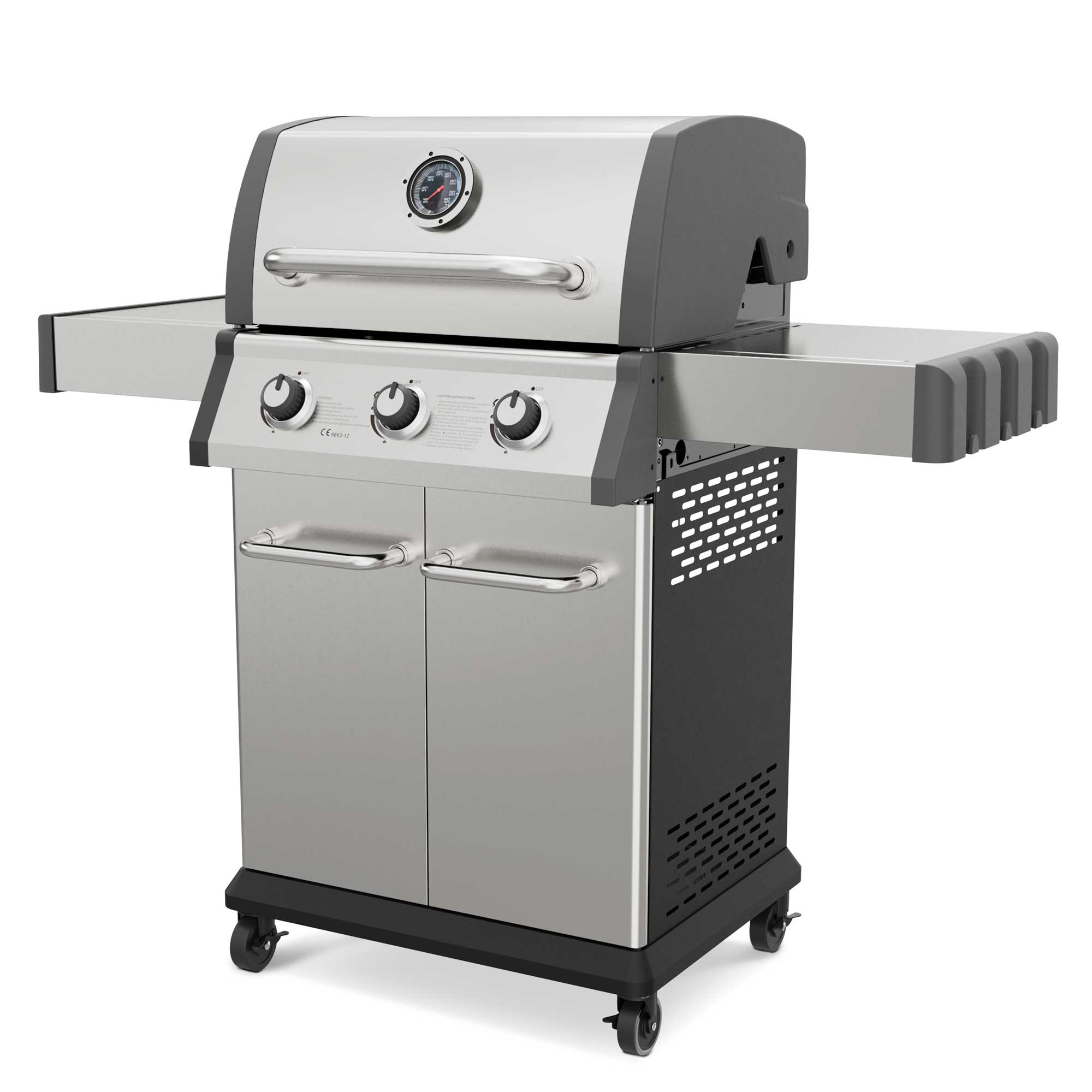 3 Burner Deluxe Gas BBQ Grill with Piezo Ignition - Stainless Steel Outdoor Cooking Grill DG16 | Perfect for Backyard Barbecues, Camping & Tailgating Parties