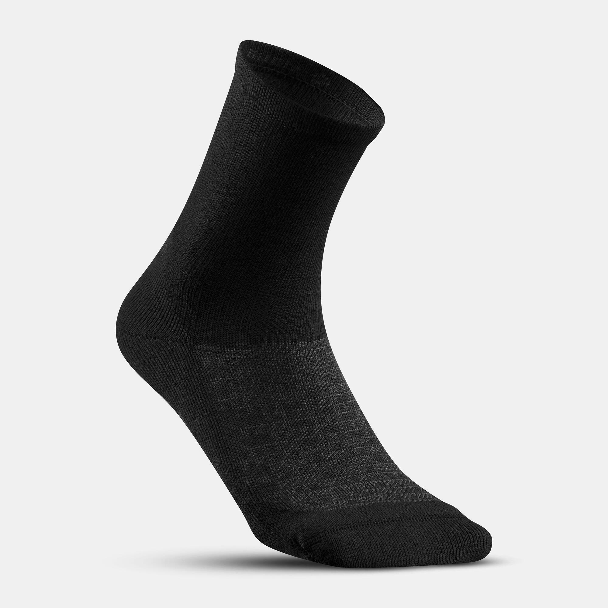 Quechua Hike 100 High Performance Hiking Socks 2-Pack - Black | Moisture-Wicking & Cushioned for Outdoor Adventures & Trekking