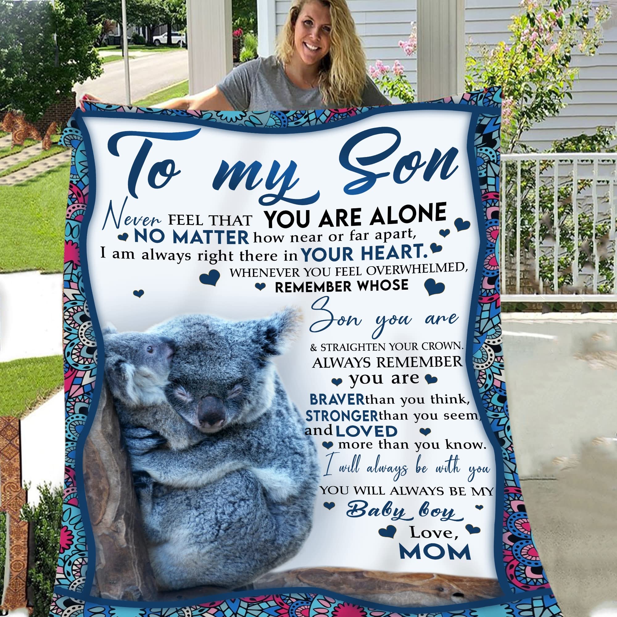 Soft Sherpa Koala Bear Blanket 50x60 - Cozy & Warm Gift for Son from Mom | Birthday, Christmas & Mother-Son Bonding Keepsake | Perfect for Snuggling, Lounging & Family Movie Nights