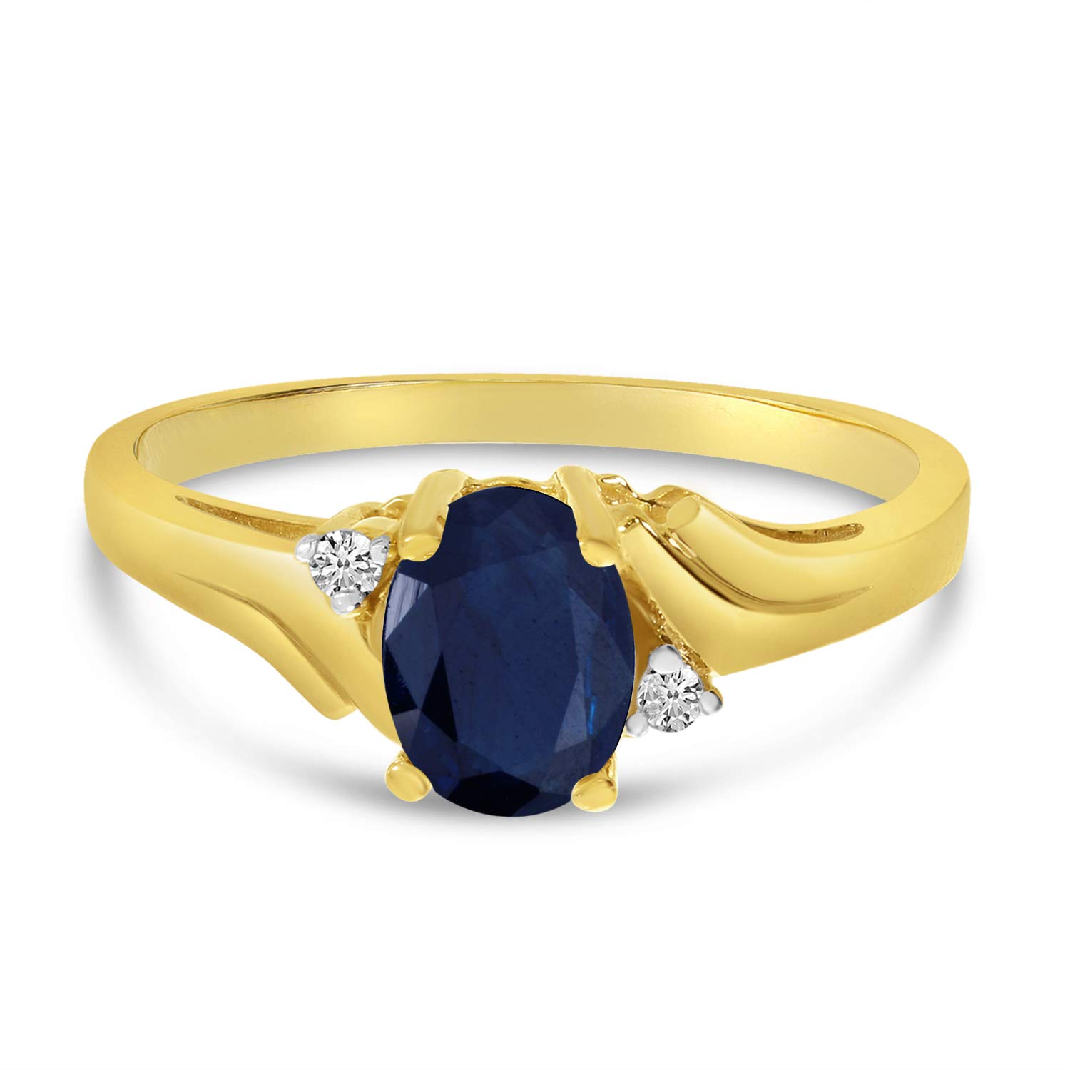 14K Yellow Gold Oval Sapphire and Diamond Ring for Women - Elegant Engagement, Wedding, Anniversary Gift - Perfect for Bridal Jewelry & Special Occasions