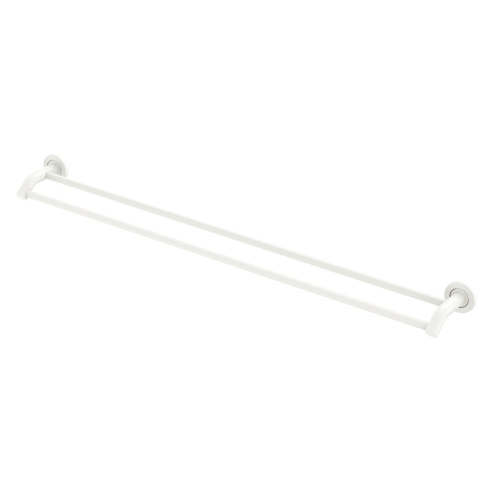 Fienza 82808MW Kaya 900mm Double Towel Rail in Matte White - Premium Bathroom Towel Holder for Modern Homes & Spa-Like Showers