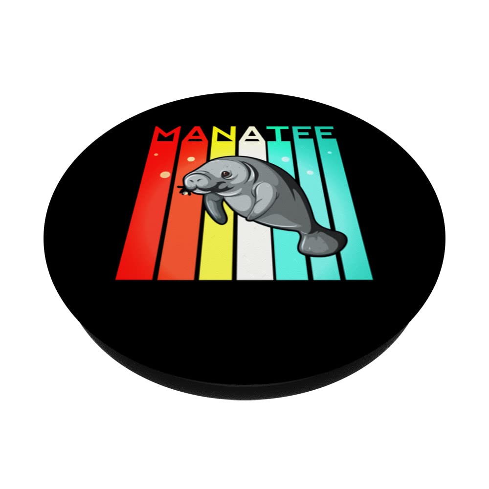 Manatee Retro Vintage Floaty Potatoes Ocean Sea Chubby Swim PopSockets - Swappable PopGrip for Phone & Tablet - Perfect for Pool Parties, Beach Trips & Summer Fun