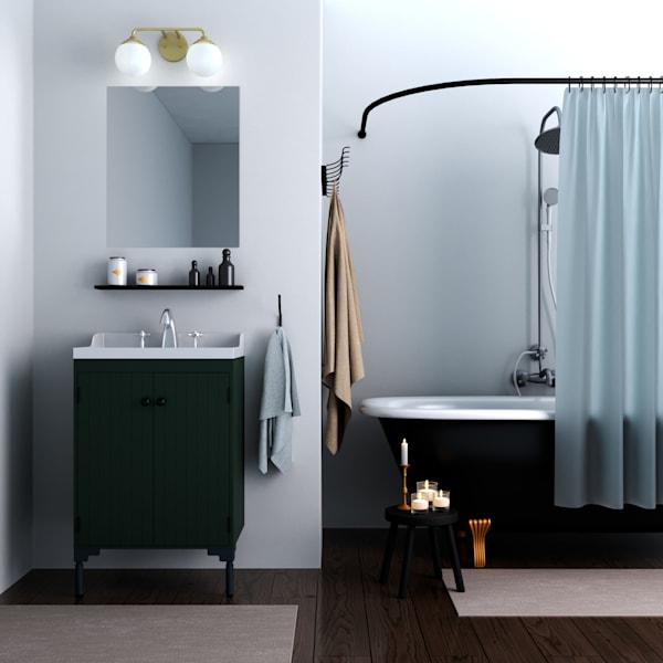 Hunter Hepburn 2-Light Vanity Light in Modern Brass Finish - Perfect for Bathroom, Bedroom, and Dressing Room Lighting
