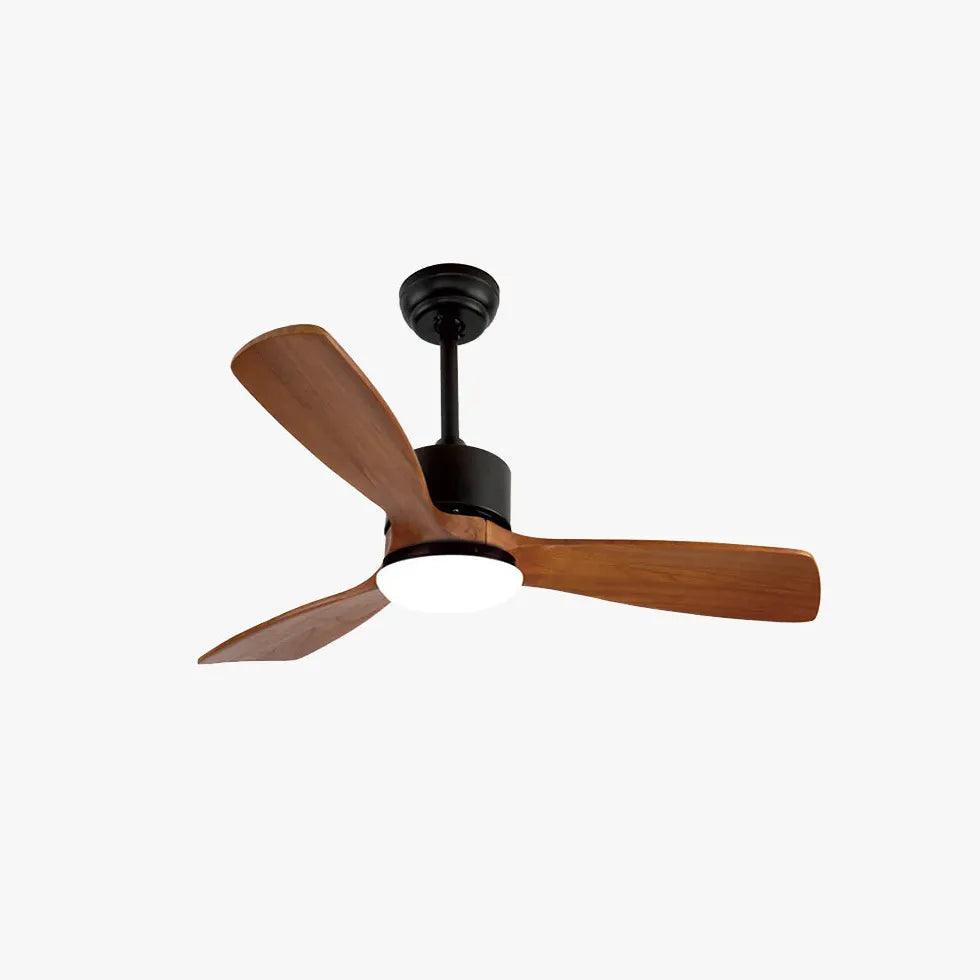 Walnut Color Wooden 3-Blade Ceiling Fan with Light Kit - Perfect for Bedroom, Living Room, and Office Cooling & Lighting