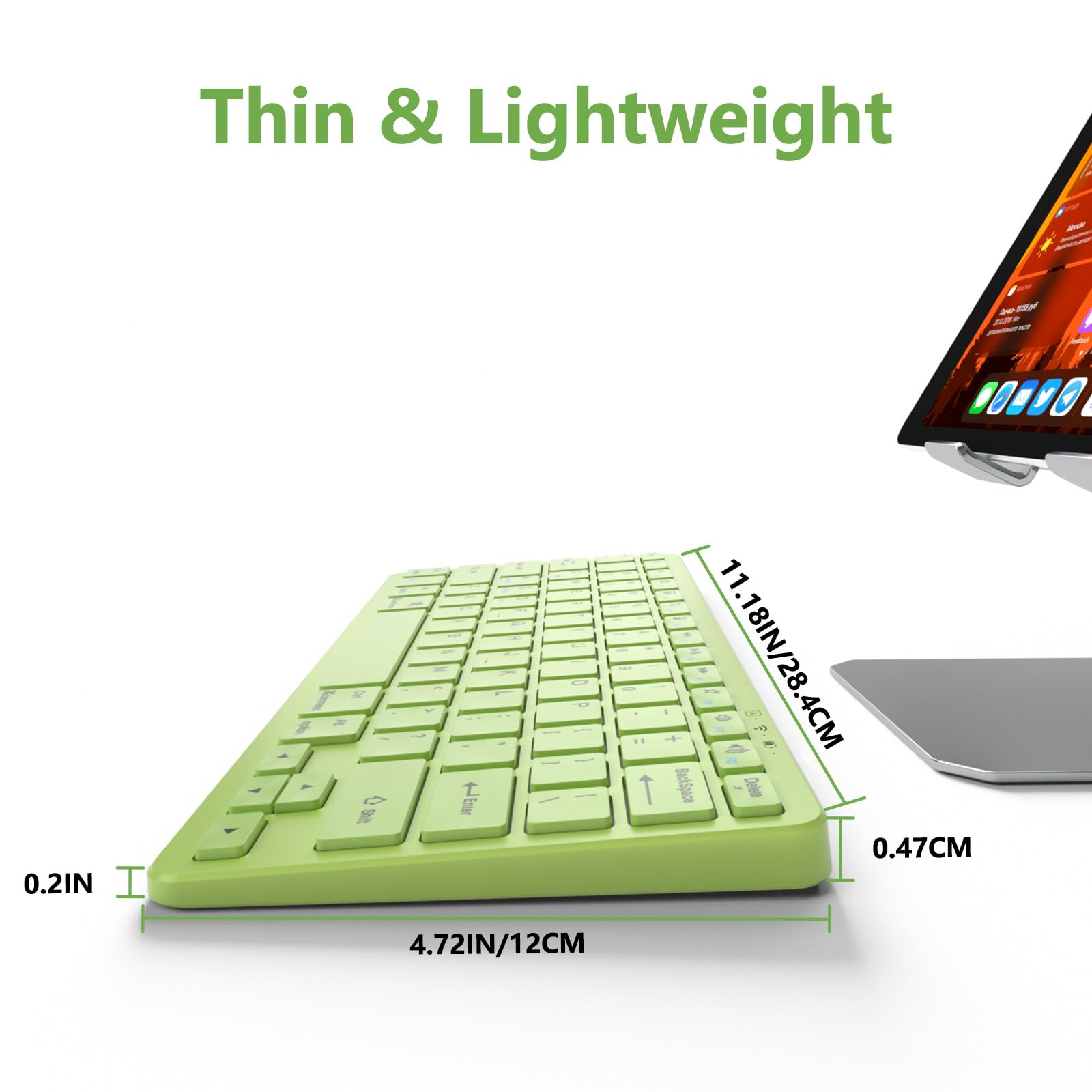 Wireless Bluetooth Keyboard for iPad 10th/9th/8th Gen, iPad Air 5th/4th Gen, iPad Pro 13/12.9/11 inch - Slim Portable Keyboard Compatible with iOS, Android & Windows (Green) - Perfect for Home Office, Travel & Remote Work