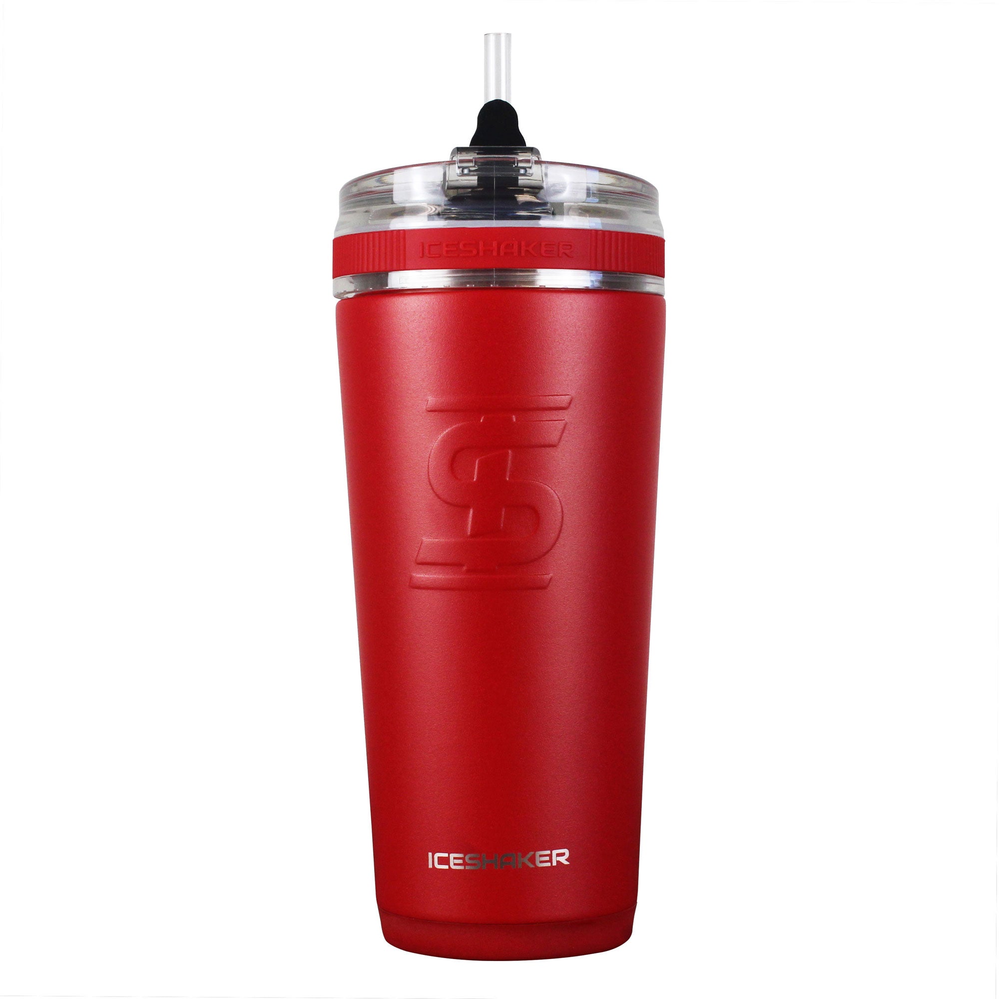 8x8 Custom 26oz Flexible Water Bottle - Leak Proof & BPA Free - Perfect for Gym, Hiking & Outdoor Activities (Red)