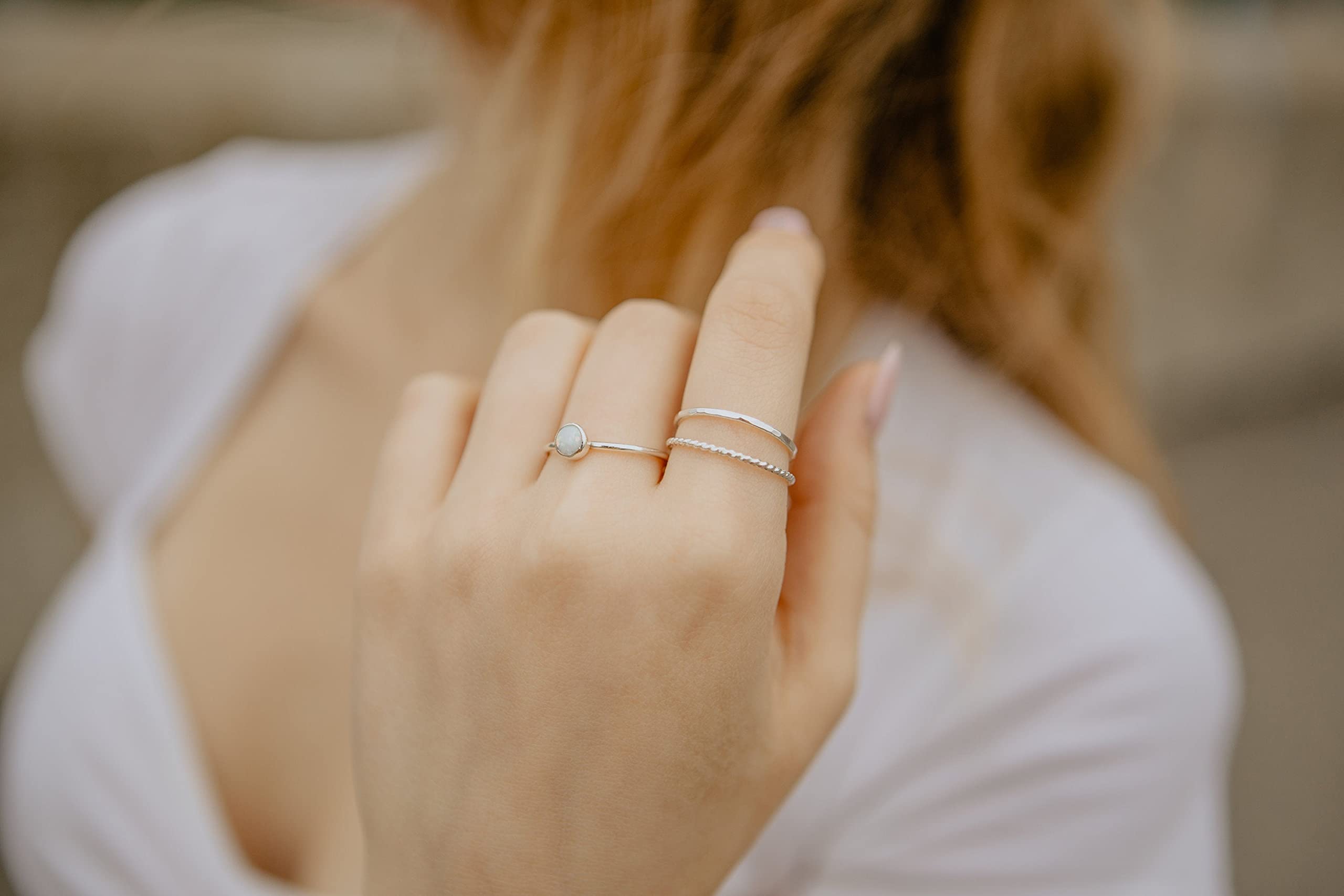 Stackable Sterling Silver Rings for Women - Thin Smooth Stacking Rings Set | Perfect for Layering, Everyday Wear & Gift Giving