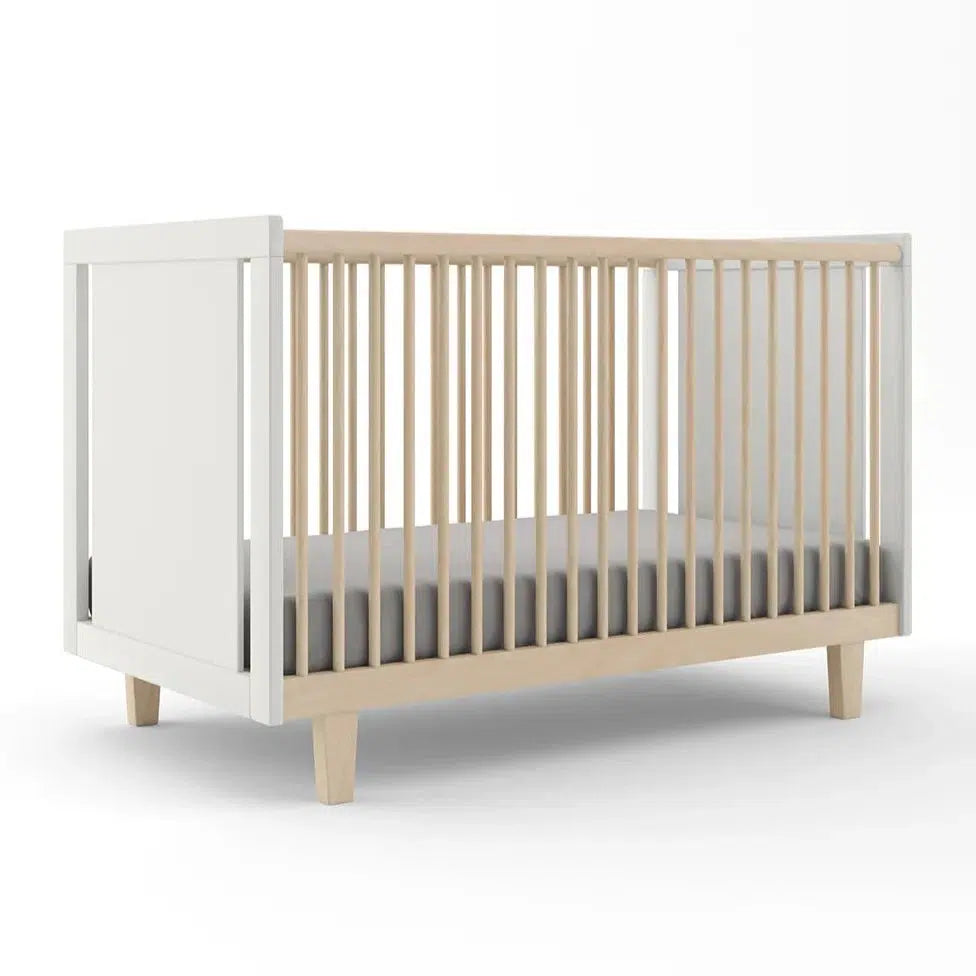 Rhea Crib in Birch & White - Modern Baby Crib for Nursery, Bedroom, and Daycare - Safe & Stylish Wooden Crib for Newborns & Toddlers