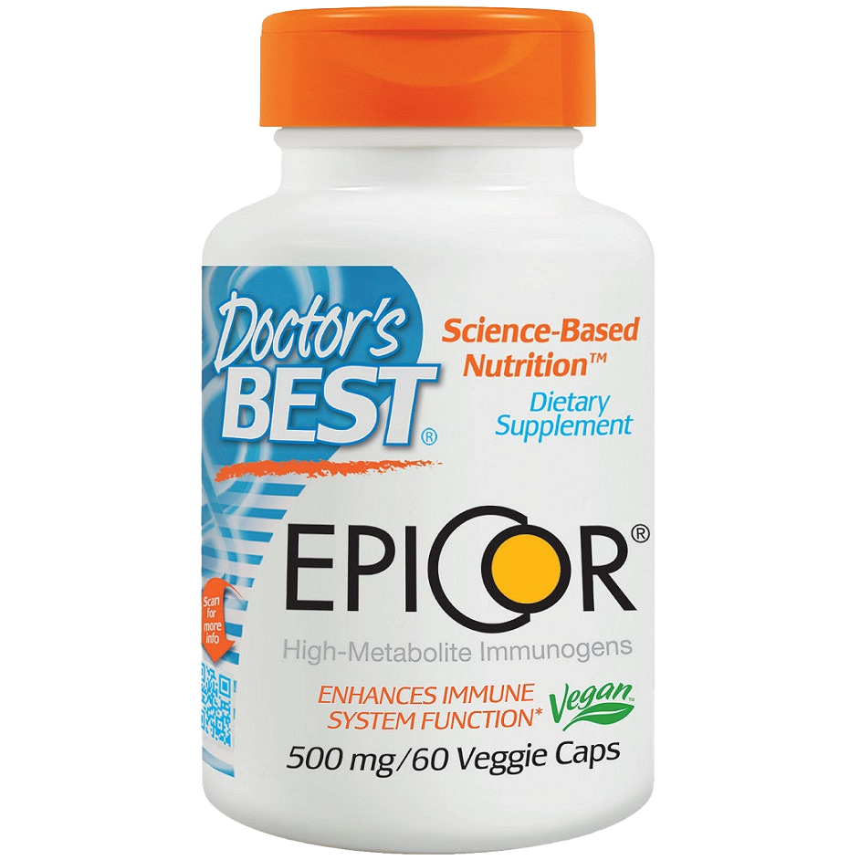 Doctor's Best Epicor Immune Support Supplement, 500mg per Serving - 60 Vegetarian Capsules - Supports Immune Health & Overall Wellness for Adults
