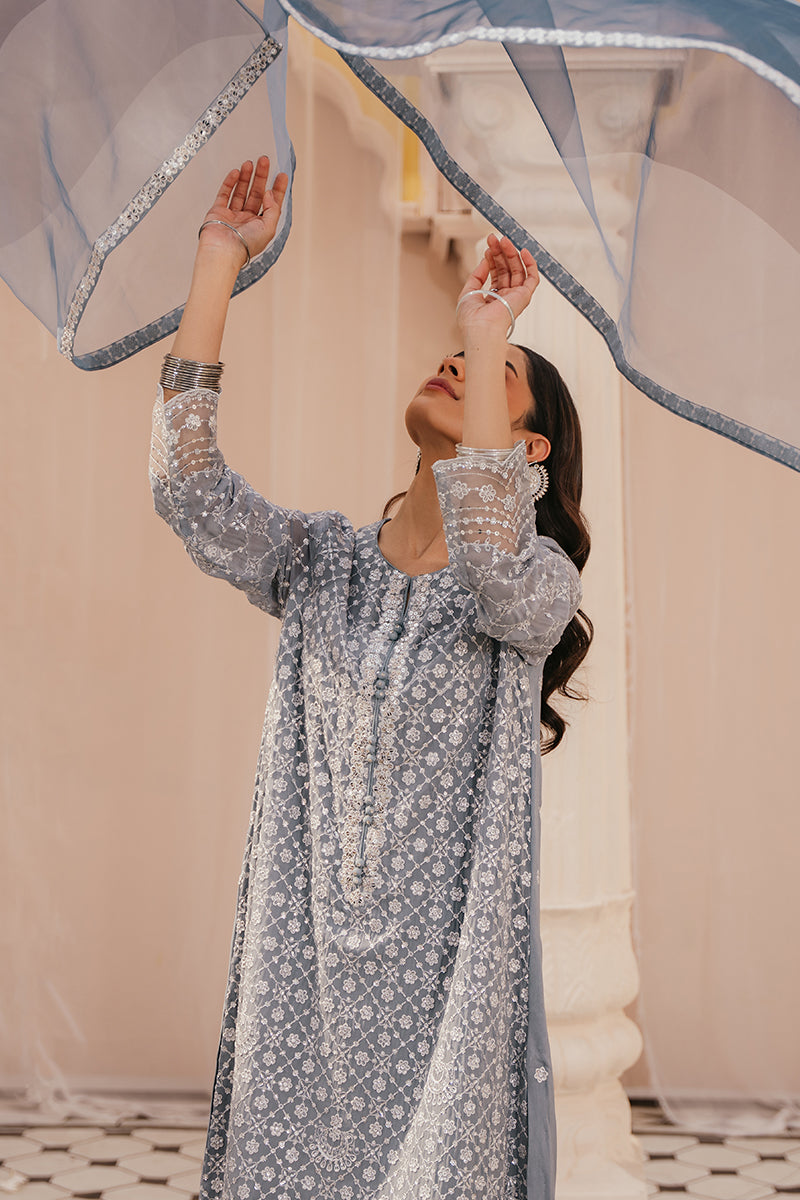 IRIS SHINE 2-Piece Ethnic Outfit Set (Embroidered Shirt & Dupatta Scarf) for Women | Traditional Indian Wear for Festivals, Weddings & Special Occasions