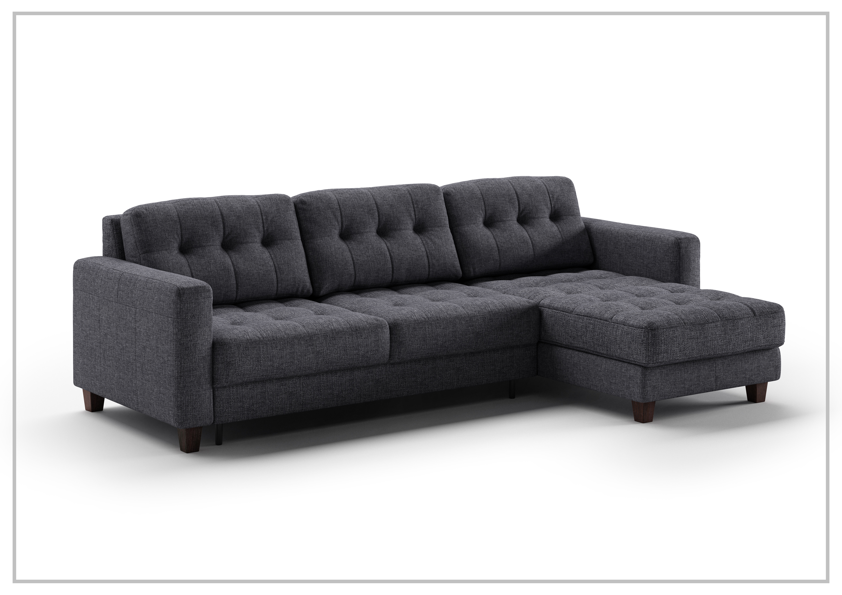 Luonto Noah Fabric 3-Seater Sectional Sofa Sleeper with Reversible Chaise - Modern Convertible Couch for Living Room, Guest Room & Small Spaces
