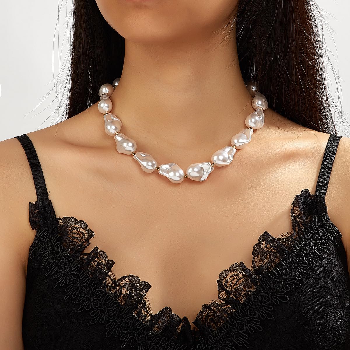 Baroque Pearl Choker Necklace for Women - Chunky Irregular Big Pearl Statement Necklace, Elegant Pearl Jewelry Gift for Her | Perfect for Weddings, Parties & Special Occasions