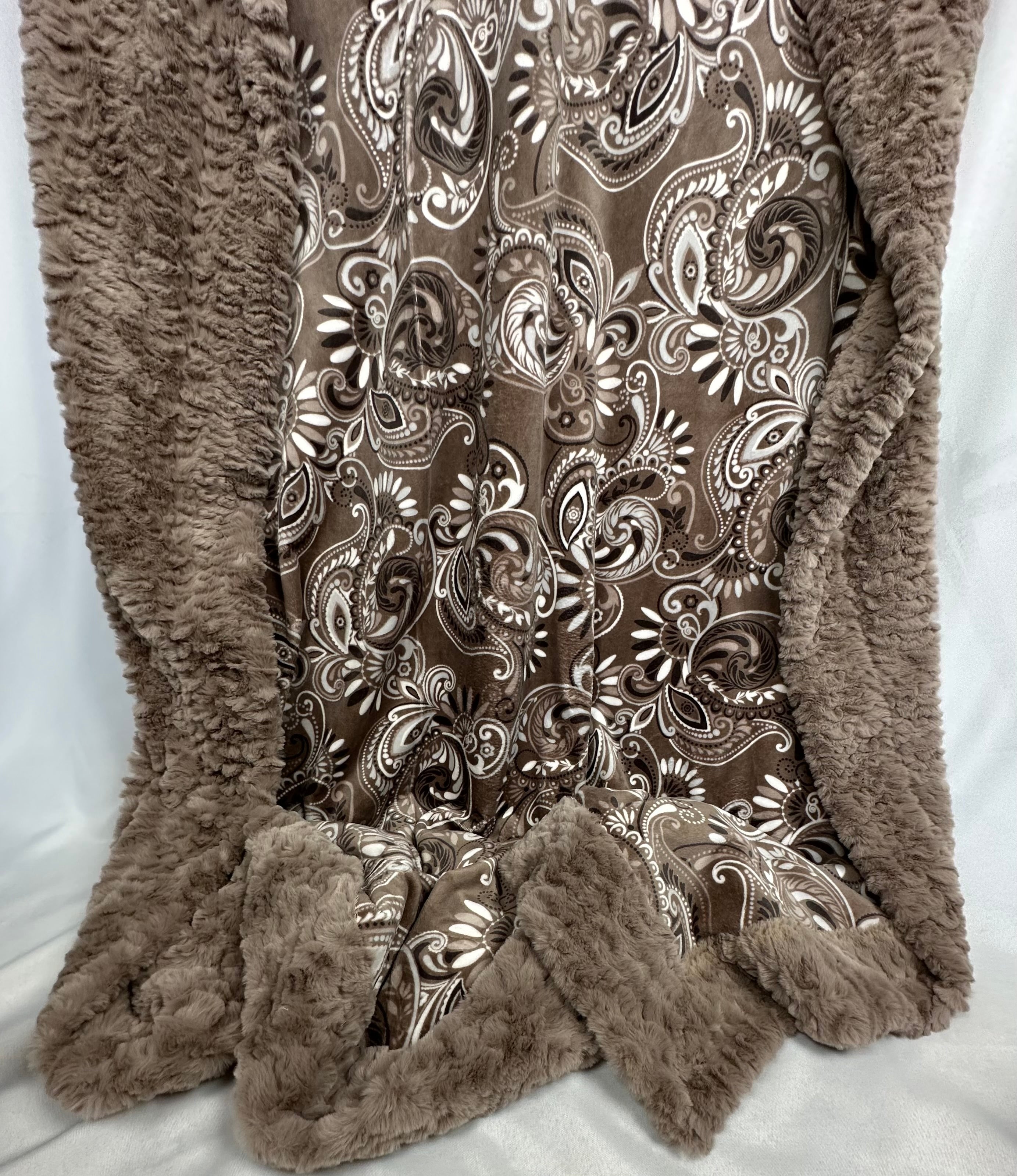 Paisley Taupe on Light Taupe Florence Extra Large Adult Blanket 53x81 Inches - Soft Cozy Throw for Couch, Bed & Home Decor