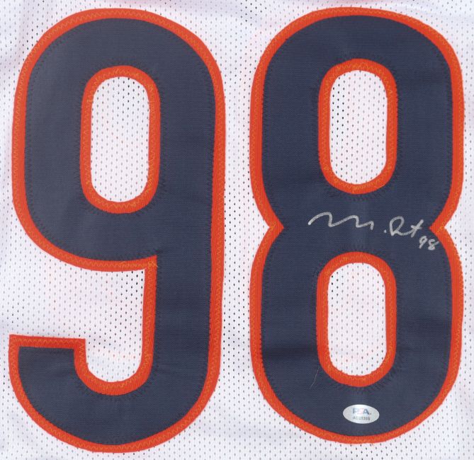 Authentic Montez Sweat Chicago Bears Signed White Football Jersey with PSA/DNA Hologram - Perfect for NFL Memorabilia Collectors & Sports Fans Display