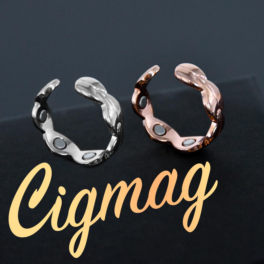 2PCS Adjustable Copper Rings for Women - Calmi & Tensor Rings for Stress Relief, Healing & Energy Balancing - Perfect for Meditation, Yoga & Everyday Wear