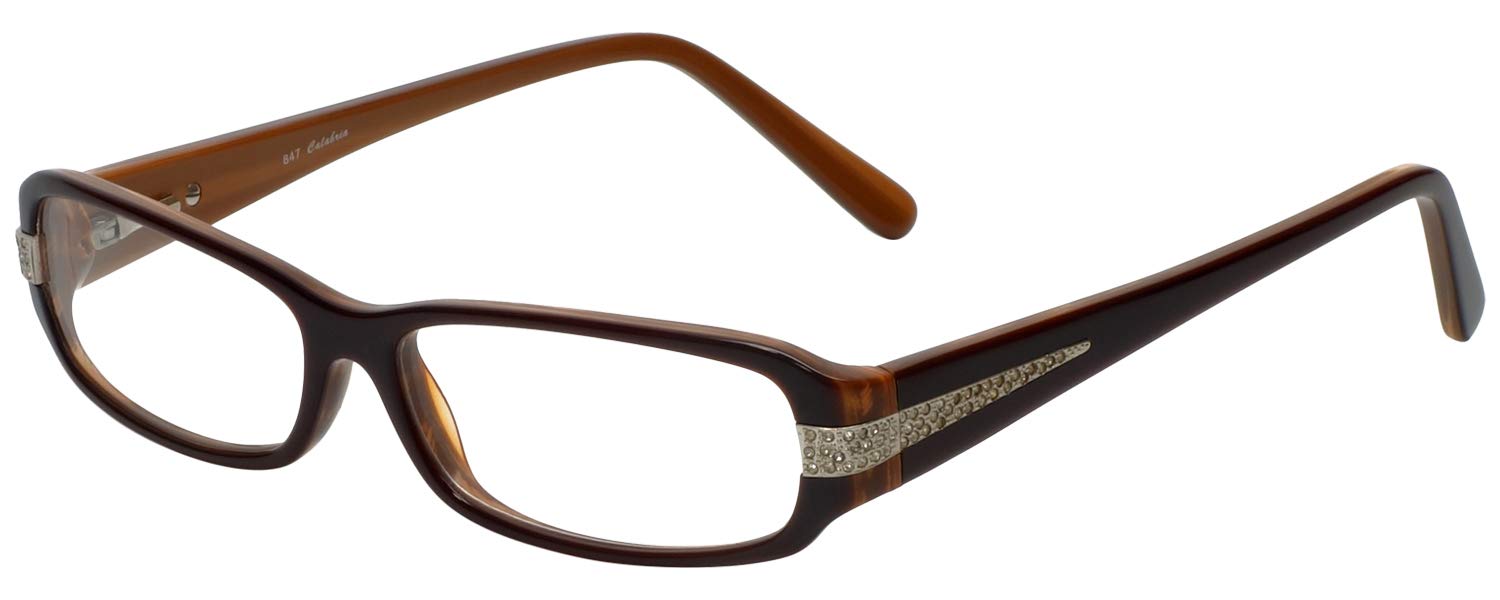Calabria 847 Dazzles Reading Glasses with Hard Case - Stylish Blue Light Blocking Readers for Women & Men - Perfect for Reading, Computer Use & Office Work