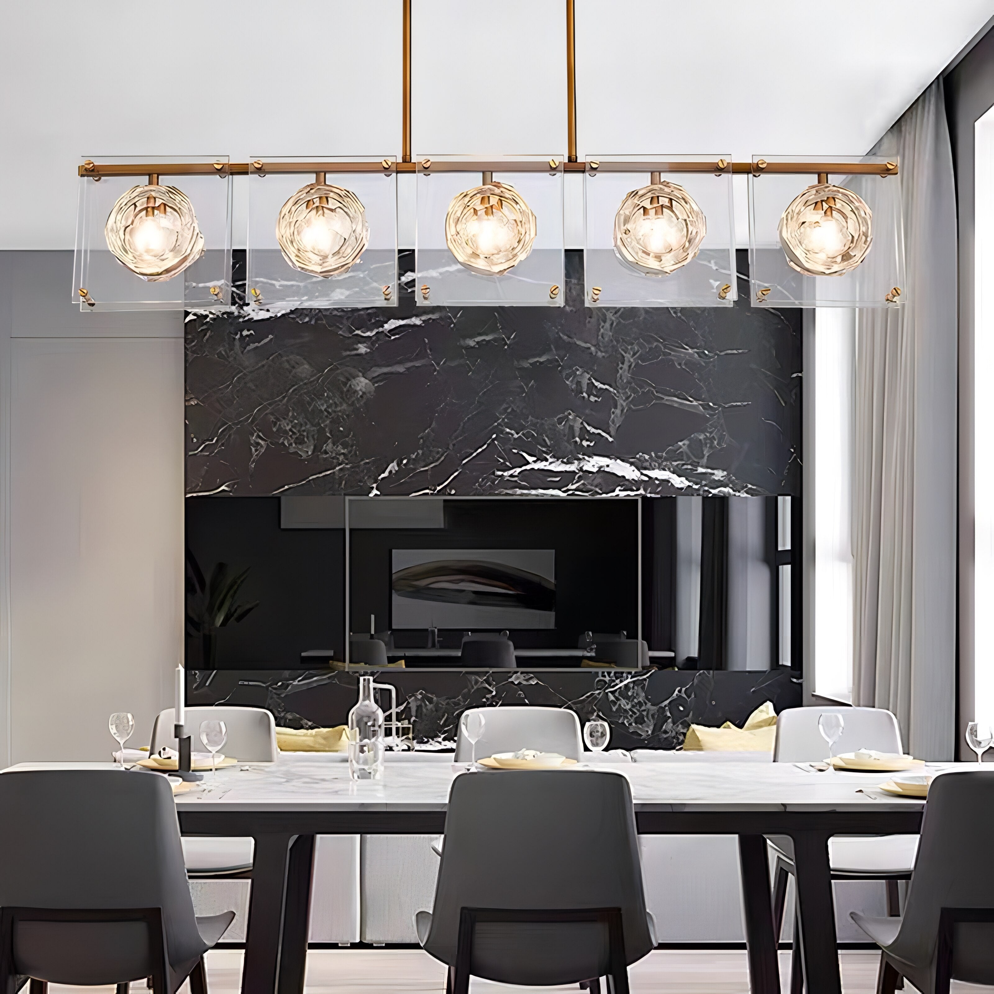 Crystal Ball Chandelier for Kitchen Island - Elegant Pendant Lighting Fixture for Dining Room, Living Room, and Home Decor