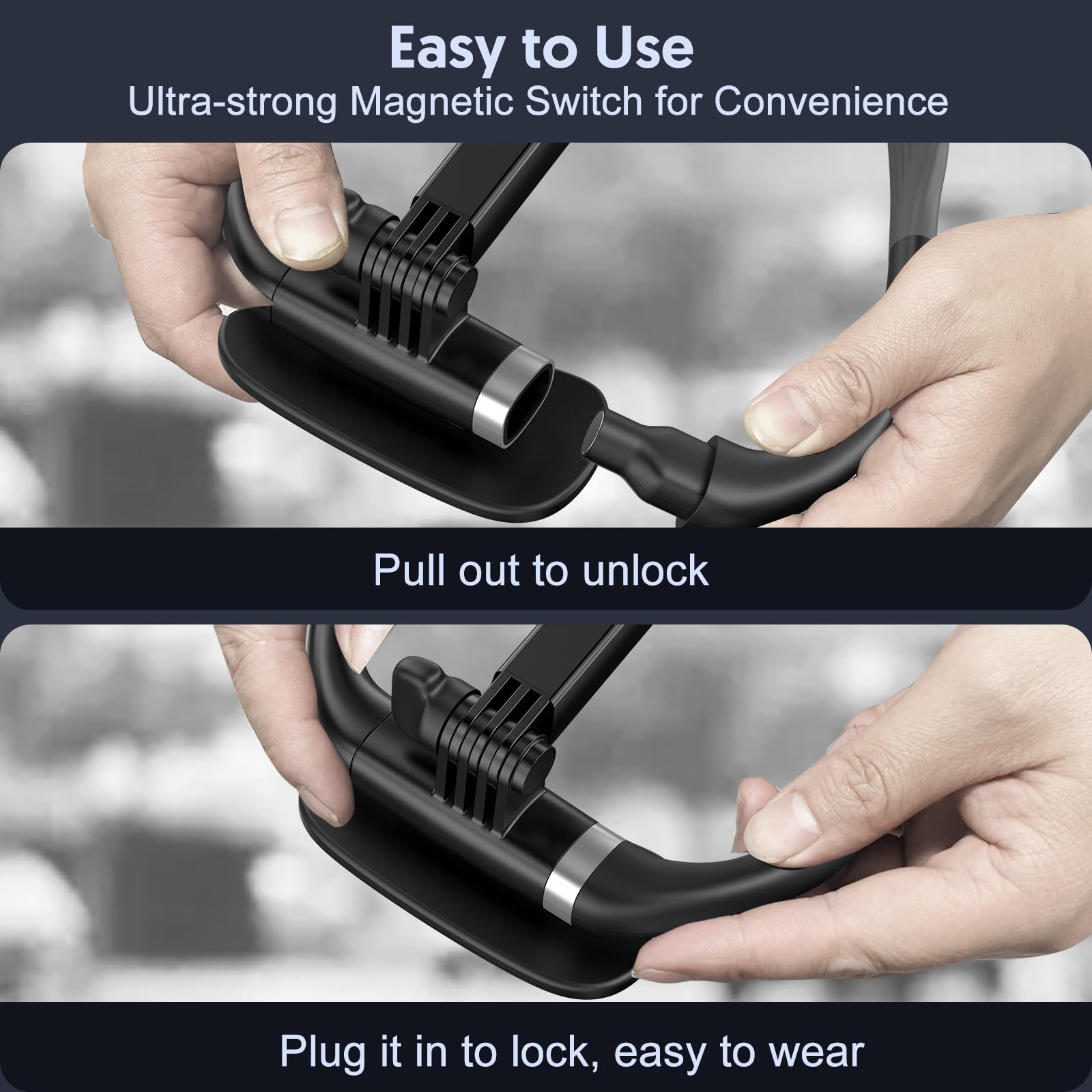 Magnetic Neck Mount for Phone - Hands-Free POV/Vlog Selfie Holder, Adjustable Chest Stand Strap Compatible with iPhone & Smartphones (Black) - Perfect for Travel Vlogging, Cooking, Workouts & Outdoor Activities
