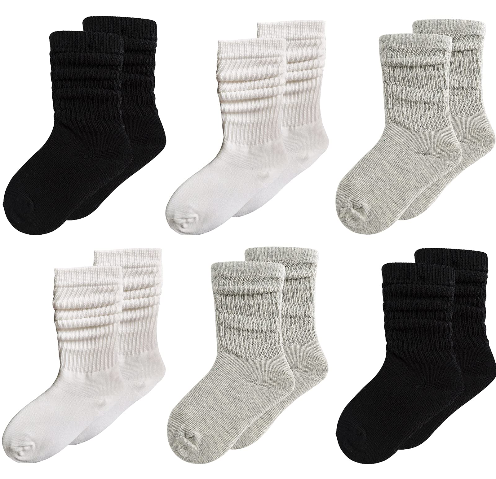 ASUITOFK 6 Pairs Toddler Knee High Cotton Socks - Soft & Stretchy Slouch Socks for Girls & Boys (1-5 Years) - Perfect for School, Play & Everyday Wear