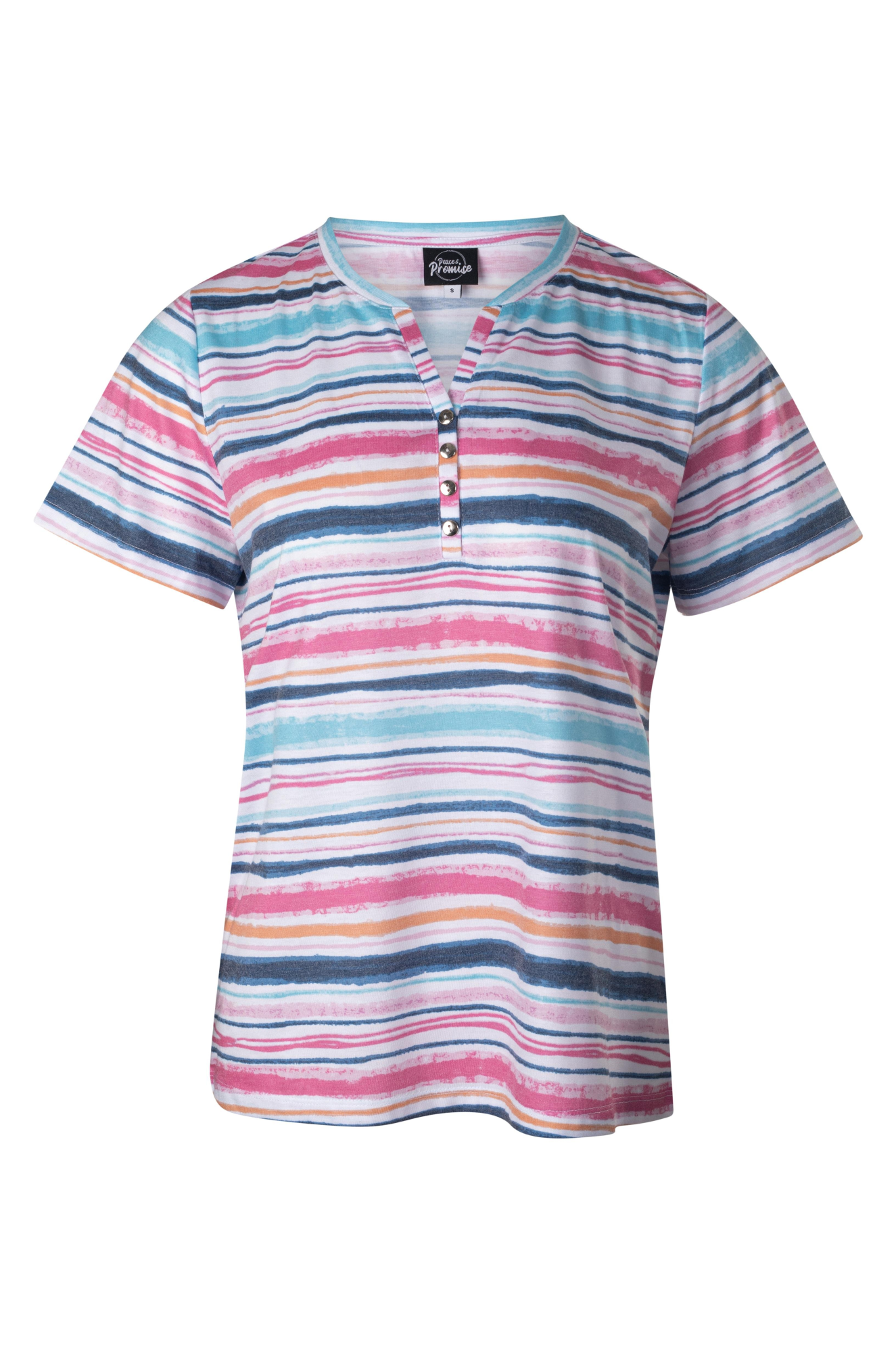Stylish Nehru Collar Top for Women - Pink Indigo Stripes Blouse 7202A1 | Elegant Office Wear & Casual Outfit