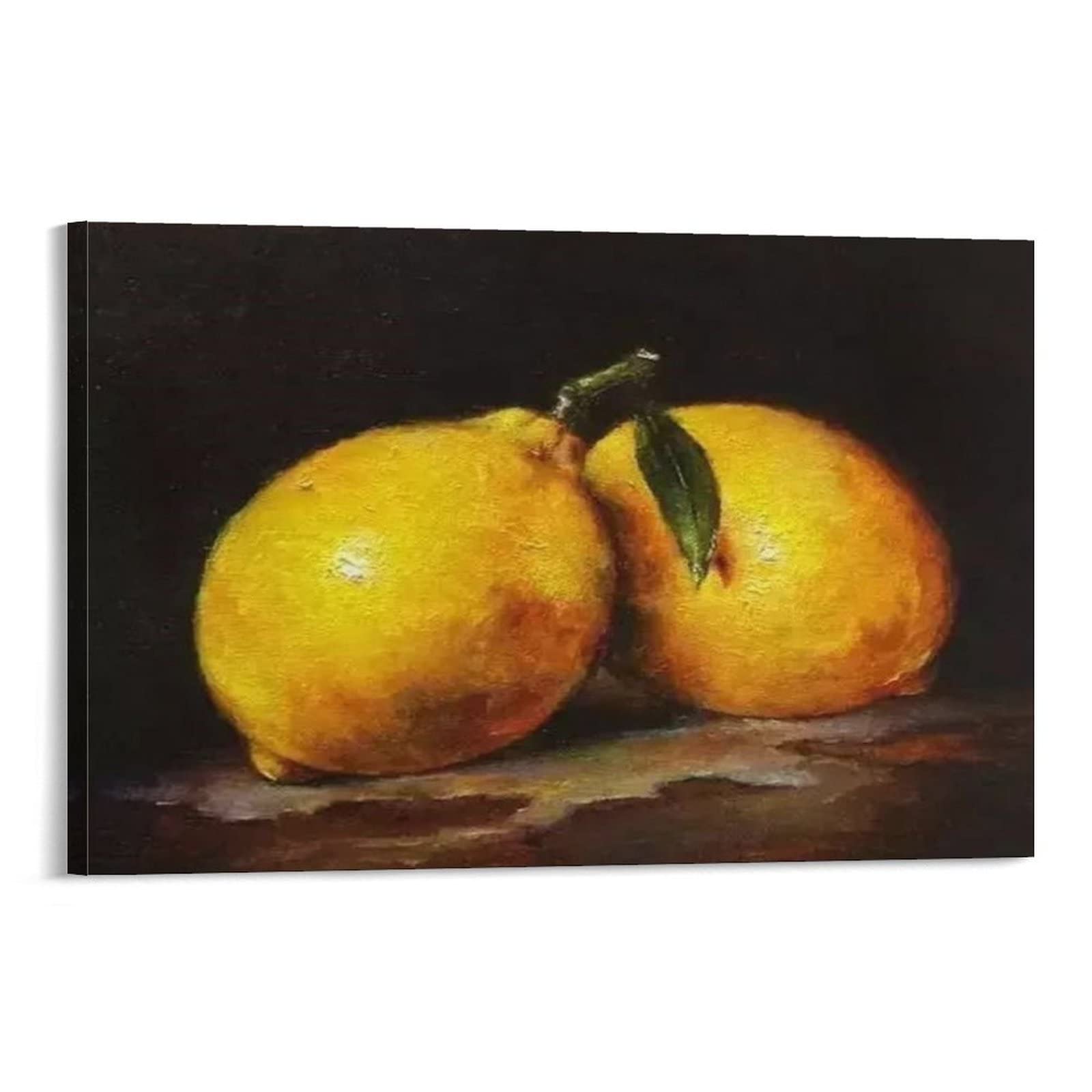 Modern Abstract Lemon Oil Painting Canvas Wall Art Print - 16x24 Inch (40x60cm) Ready to Hang Home Decor for Living Room, Bedroom, Office, Kitchen & Bathroom - Perfect for Housewarming Gifts & Interior Design