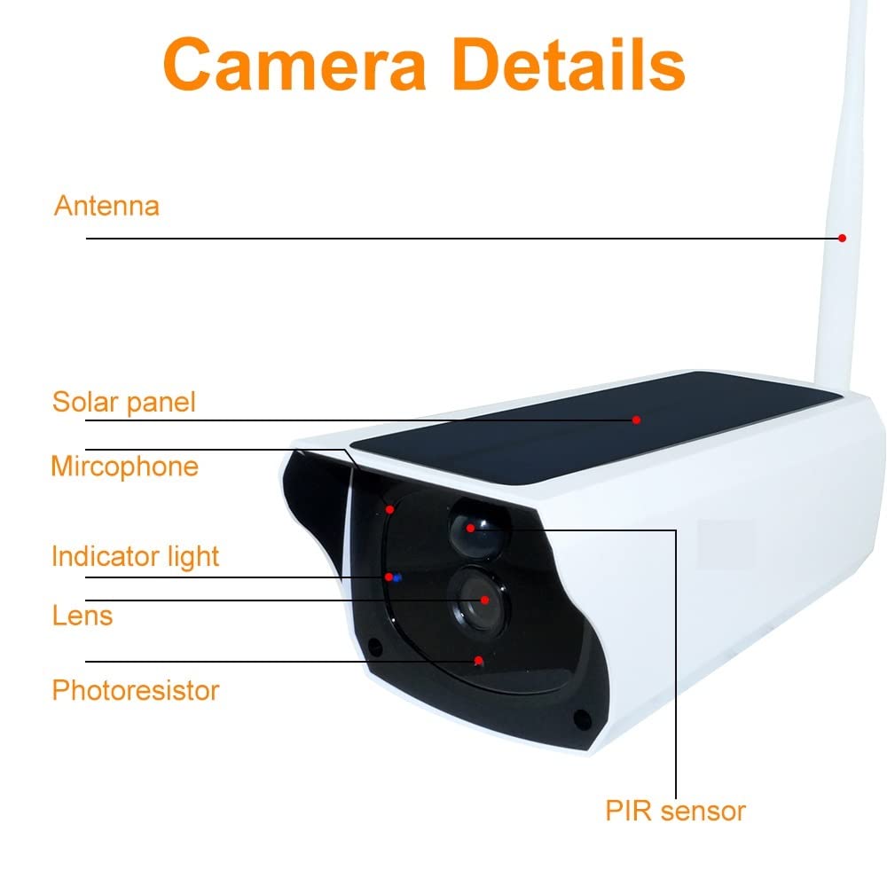 MZZYG 1080P Solar Security Camera with WiFi, IP67 Waterproof, Two-Way Audio & 128GB Storage - Wireless Outdoor Surveillance Camera for Home, Yard, and Business Security (Ideal for Night Vision & Remote Monitoring)