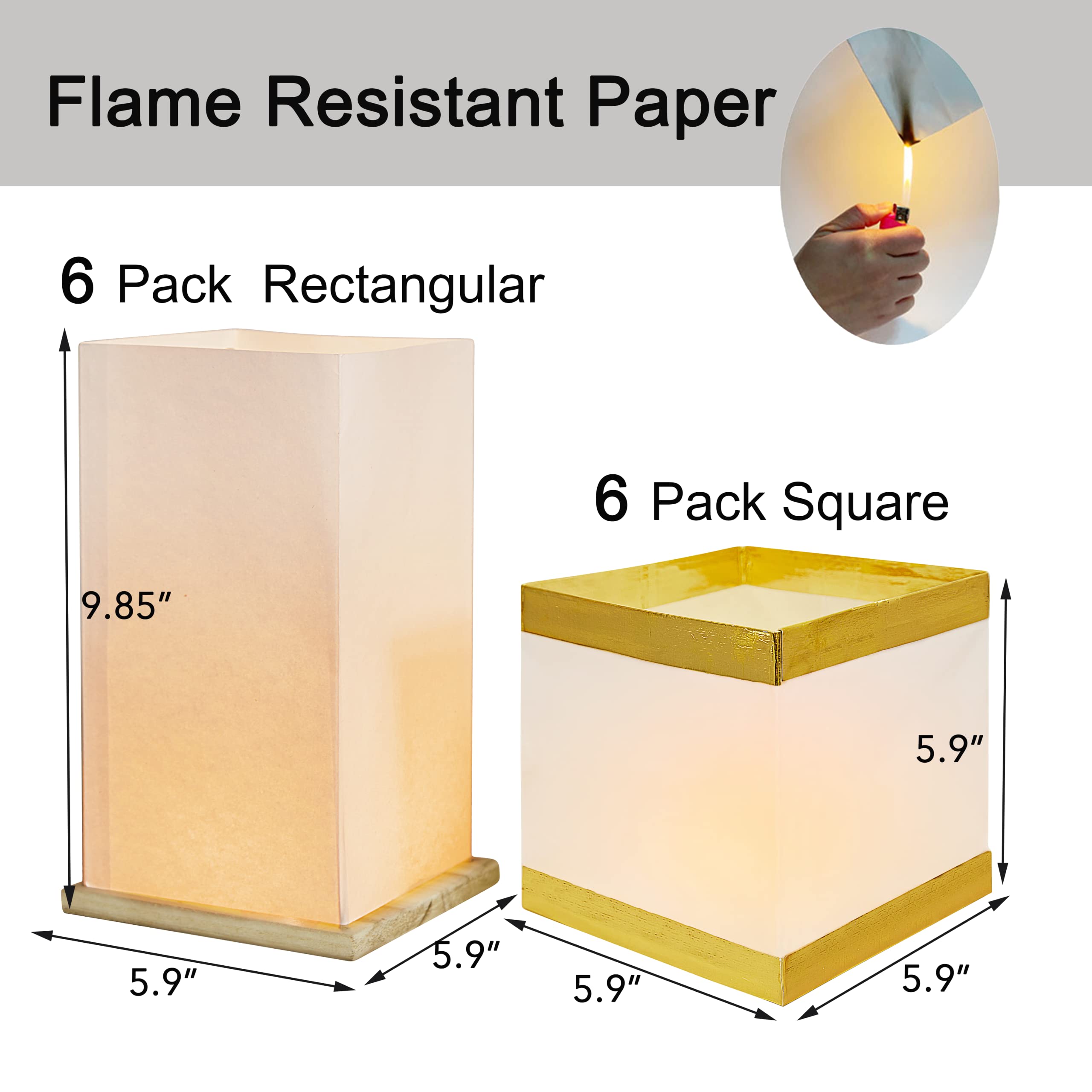 12 Pack Floating Lanterns - Waterproof Square & Rectangle Sets for Pool, River, Wedding Decor, Memorials, Parties - Outdoor Decorative Floating Candles for Romantic Events & Special Occasions