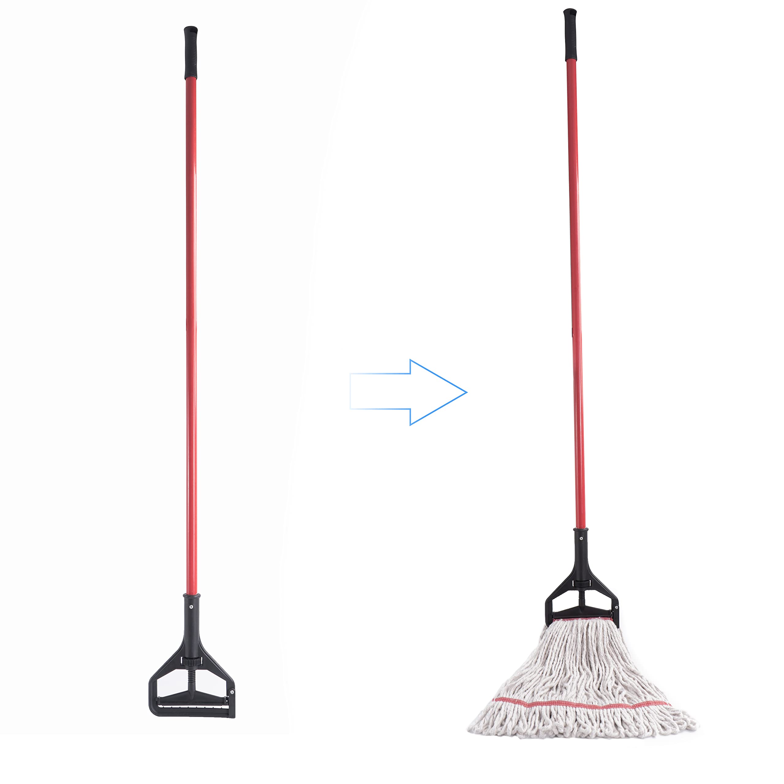 Heavy Duty Quick-Change Mop Handle 60in - 6 Pack for Floor Cleaning