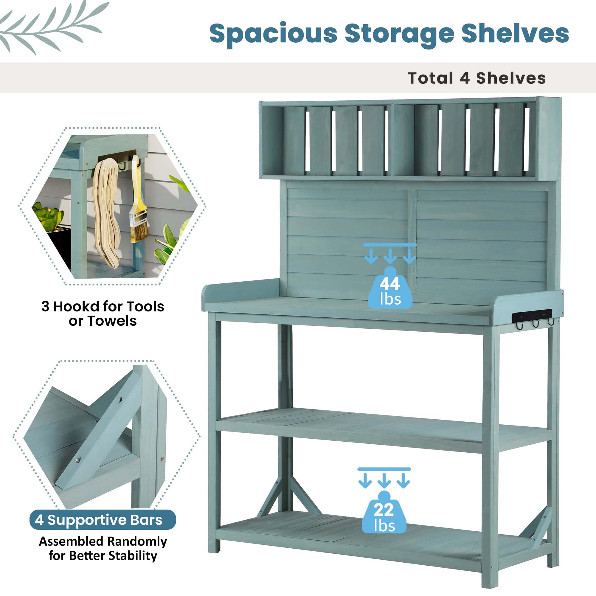Rustic Farmhouse Outdoor Potting Bench - 65