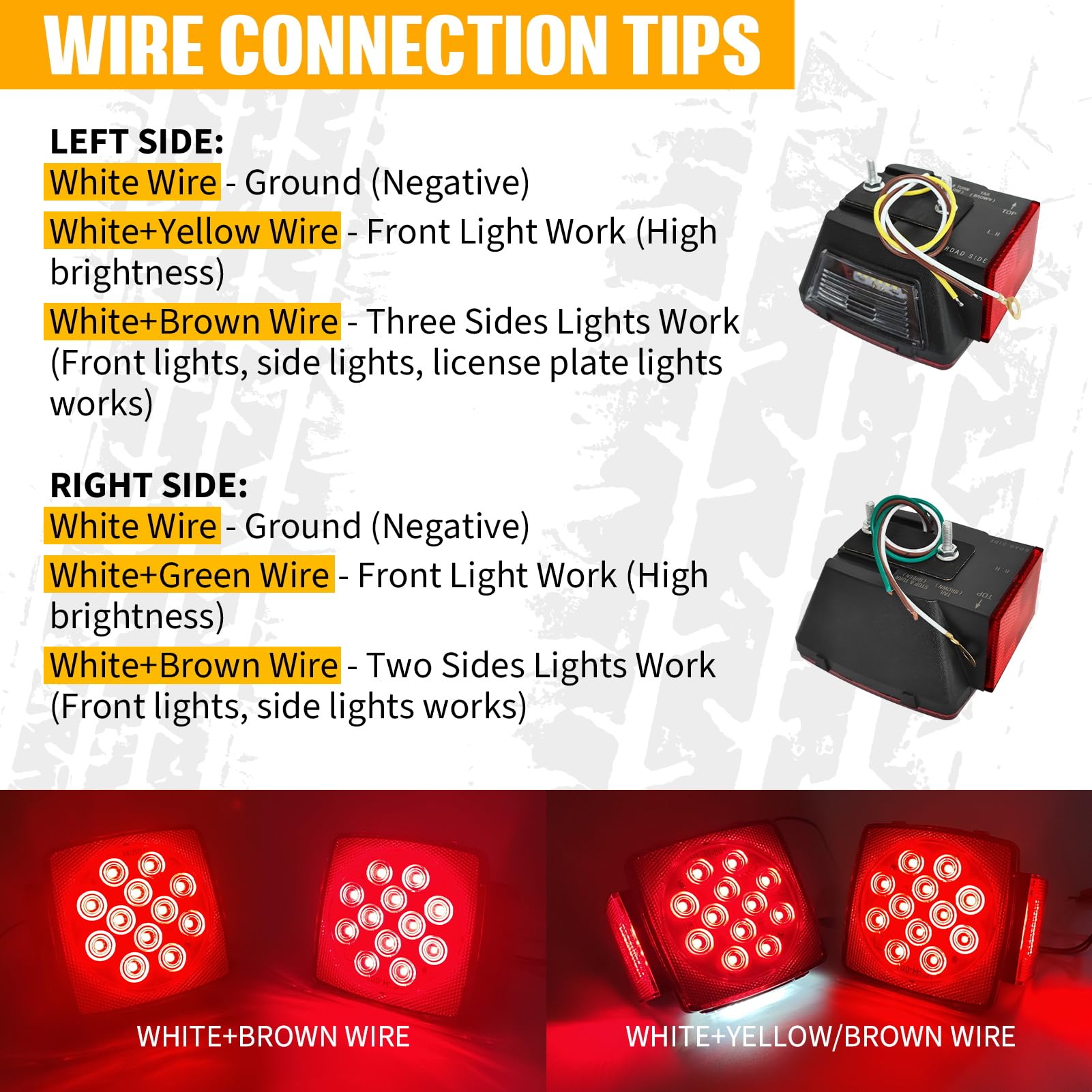 Complete LED Trailer Light Kit - Super Bright Submersible Boat Lights with Square Tail Lights, Marker Lights & Brake Light Bar | Waterproof Wiring Harness Included | Perfect for Trailers, Trucks, RVs & Marine Applications | Enhance Nighttime Visibility & Safety on Roads or Waterways