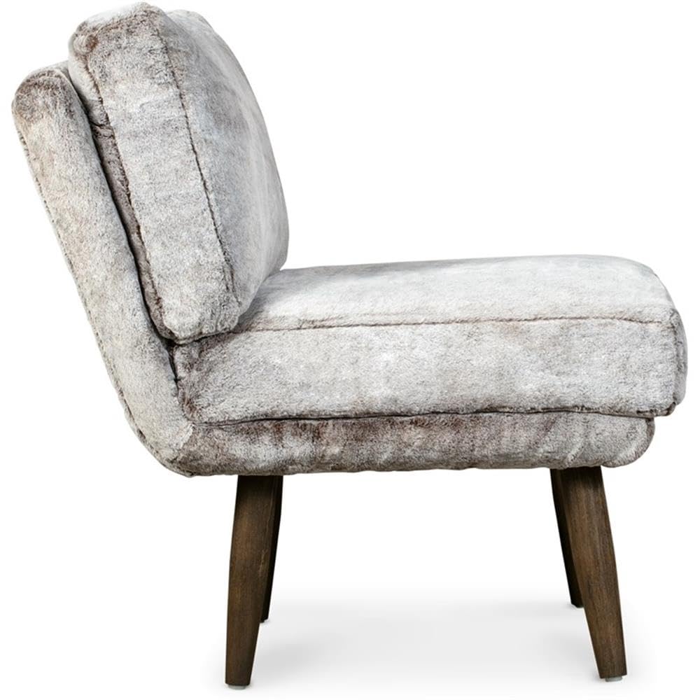 Elle Decor Sophie Armless Slipper Chair - Mink Brown Faux Fur Upholstery | Modern Accent Chair for Living Room, Bedroom & Home Office