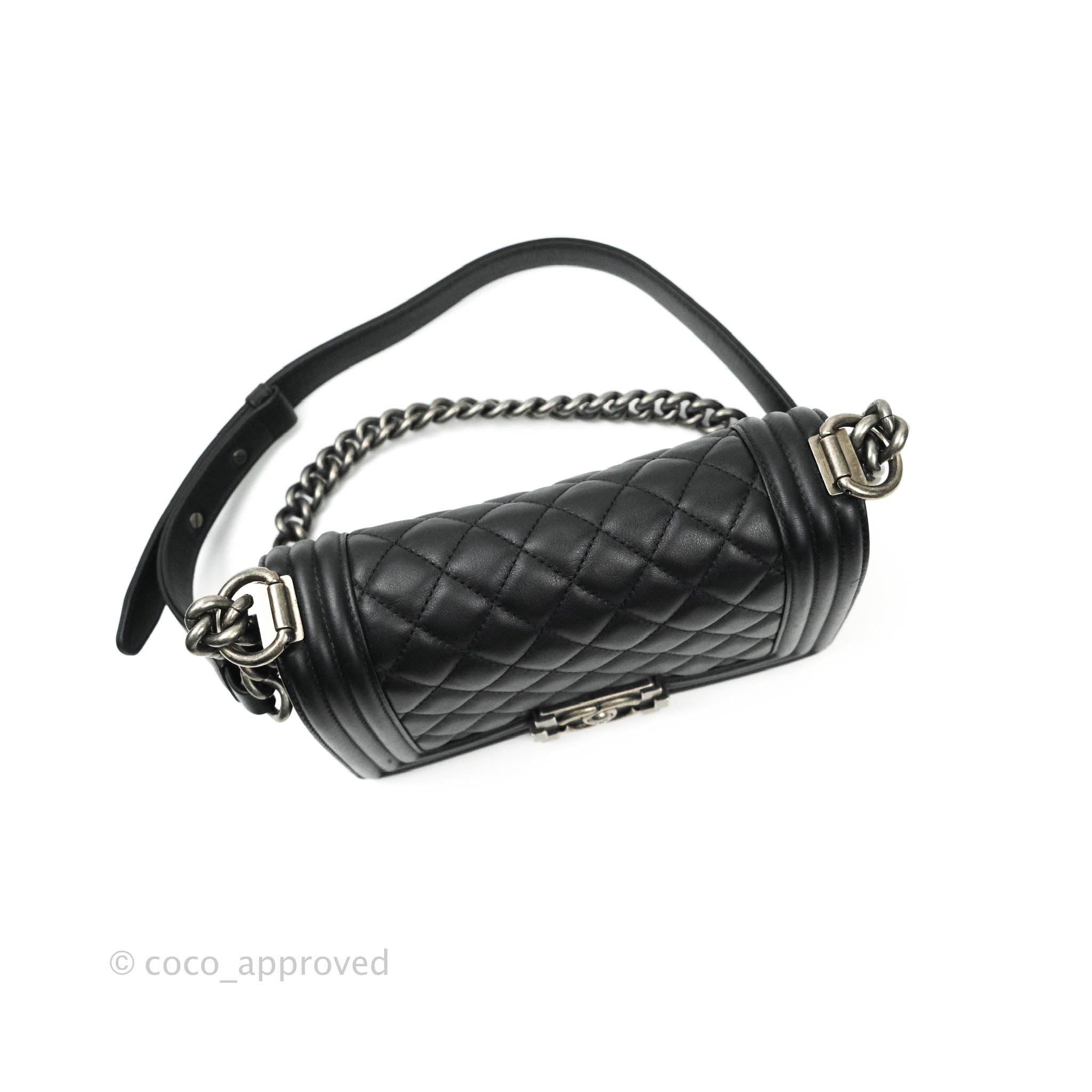 Chanel Boy Small Handbag Black Calfskin Leather Ruthenium Hardware - Luxury Crossbody Bag for Women, Perfect for Evening Parties & Date Nights