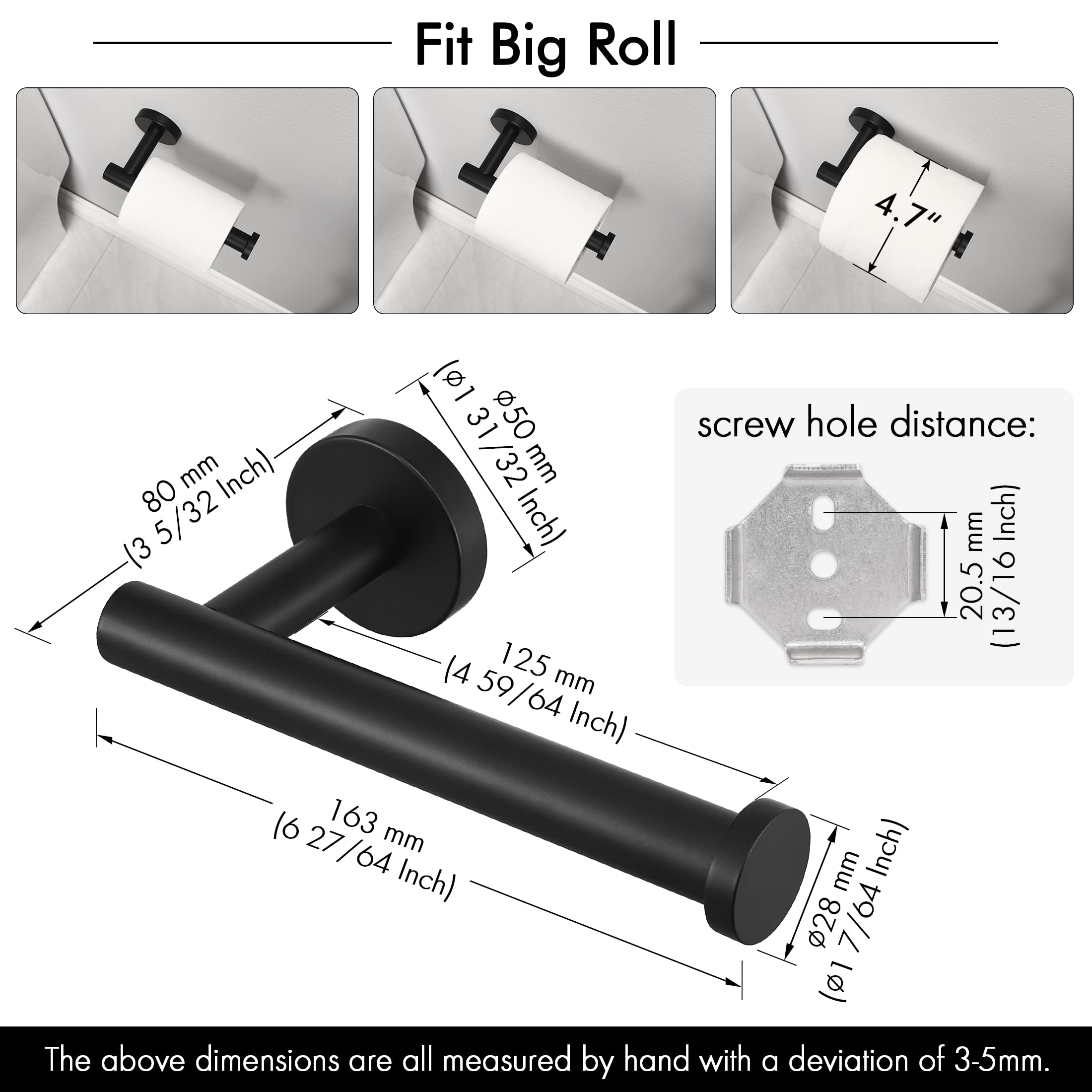 KES Black Stainless Steel Toilet Paper Holder & Hand Towel Holder Set (A2175S12-BK + A2180-BK) - Modern Bathroom Accessories for Home & Hotel Use