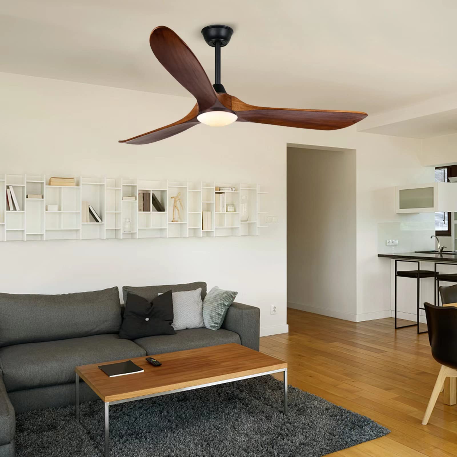 Rustic Farmhouse Ceiling Fan with Lights - 60 Inch Outdoor Ceiling Fan for Patio, Porch & Gazebo - 3 Blade Wood Ceiling Fan, Damp Rated, High Airflow - Perfect for Outdoor Living Spaces, Backyard Relaxation & Commercial Use