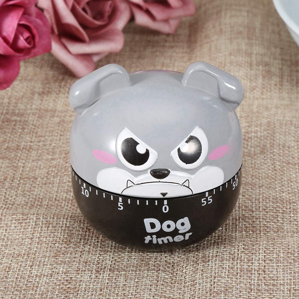 Dog-Shaped Mechanical Kitchen Timer - 55-Minute Countdown Clock for Cooking, Baking & BBQ - No Battery Needed - Gray Color - Perfect for Home Chefs & Baking Enthusiasts