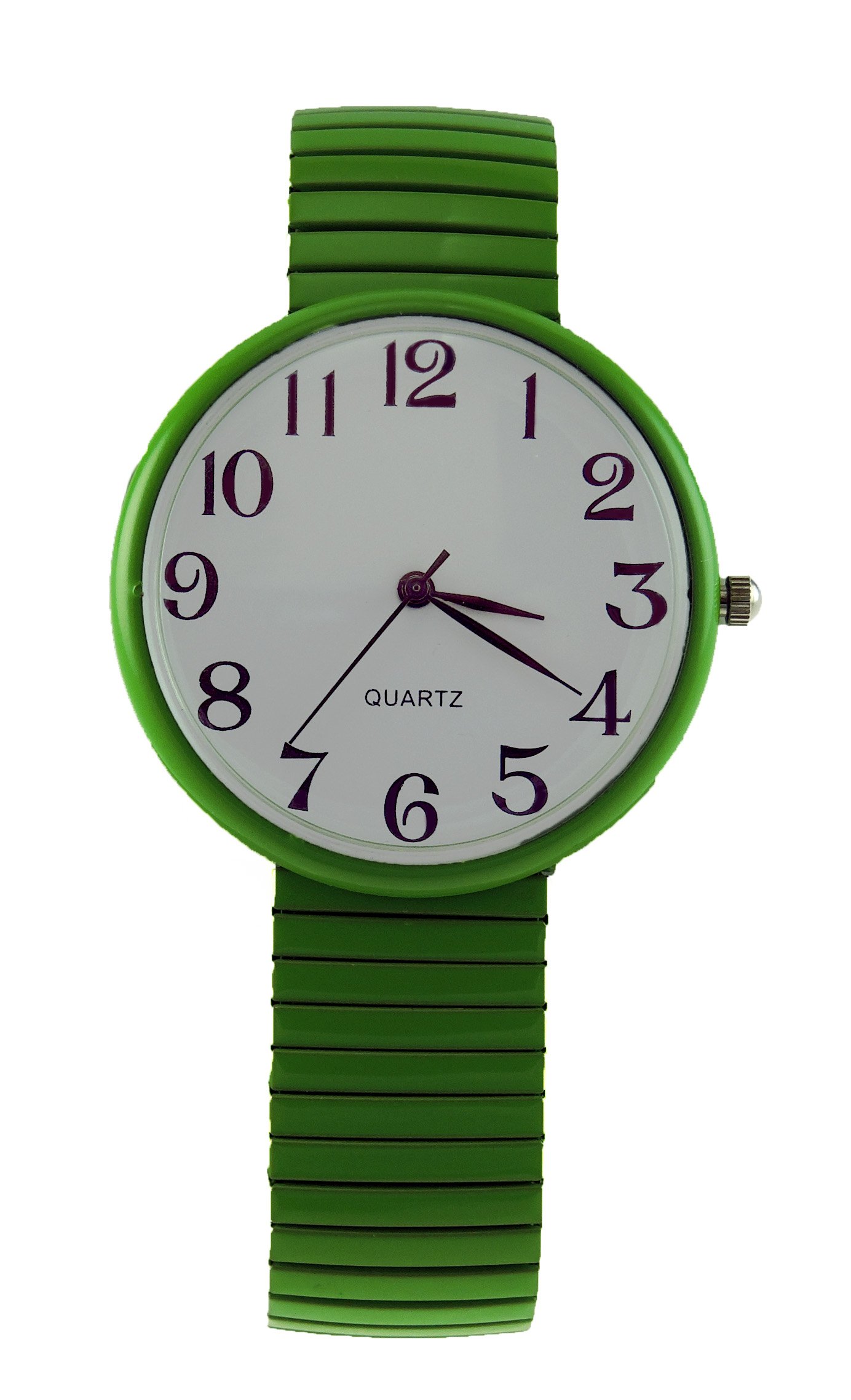 Women's Lime Green Stretch Band Watch with Easy Read Dial - Fashionable Casual & Sports Wristwatch for Everyday Wear, Workout, and Outdoor Activities