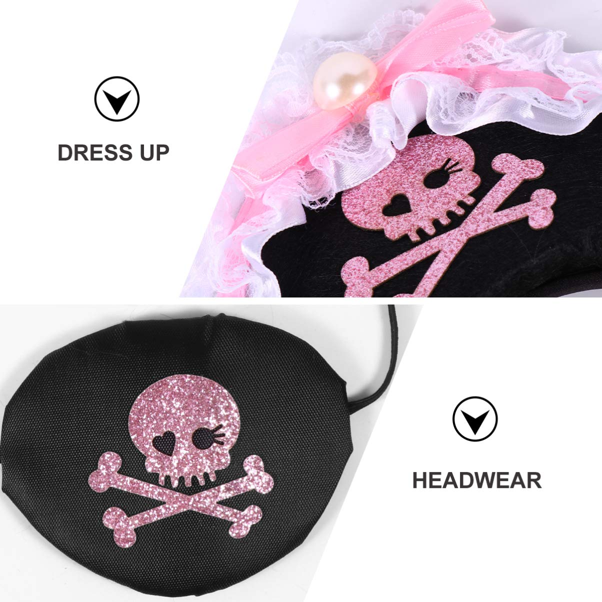 Luxshiny 2Pcs Halloween Pirate Headband Set with Skull Eye Patch - Women's Cosplay Costume Accessories for Party, Photo Props, Pirate Theme Events and Dress Up