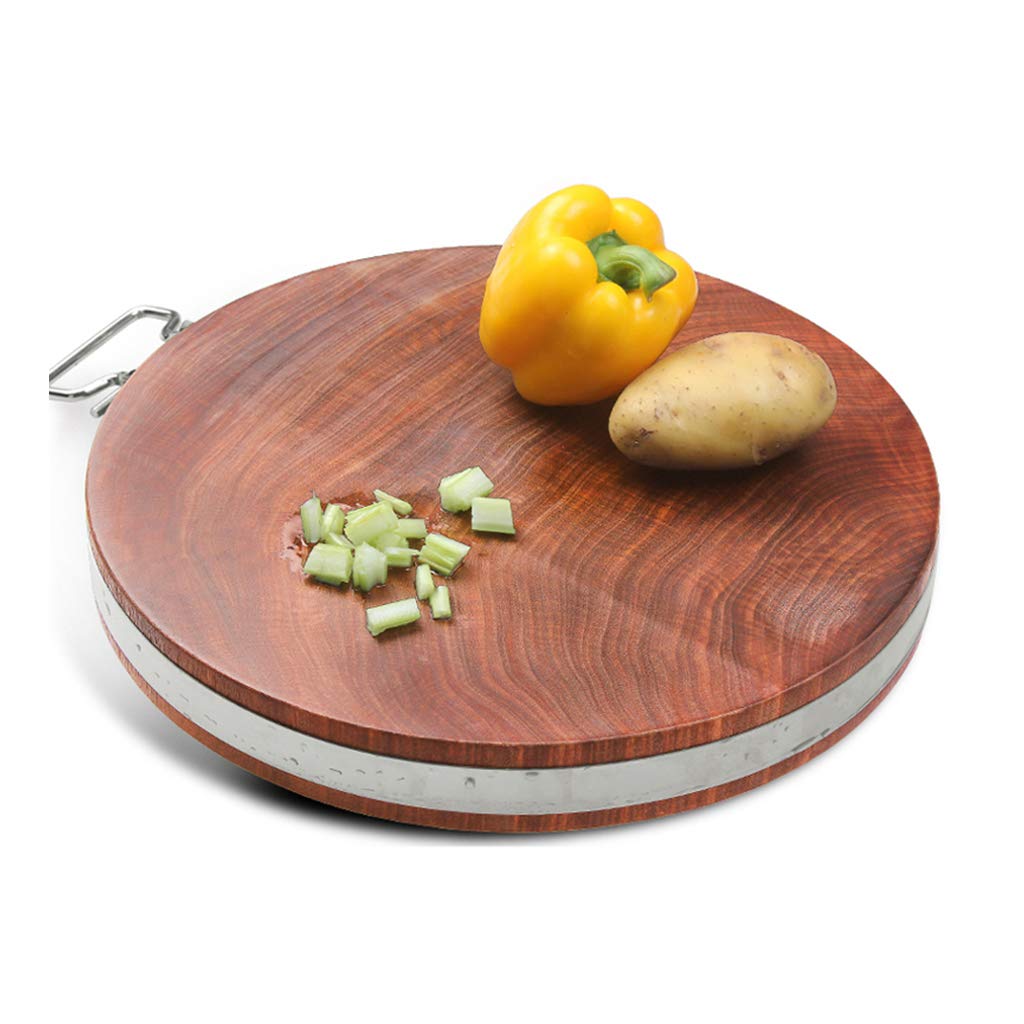Premium Ironwood Reversible Round Cutting Board - Whole Wood Kitchen Chopping Board for Vegetables, Fruits, Meat - 4 Size Options with Bold Handle - Perfect for Meal Prep, Sushi Making & Entertaining