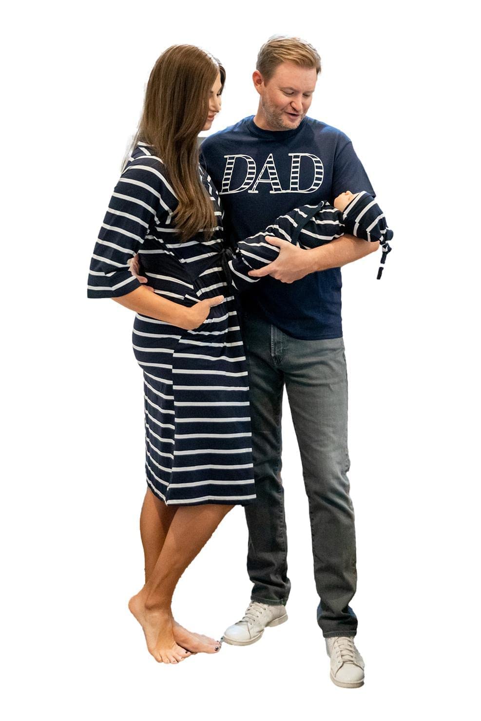 Baby Be Mine Maternity Nursing Robe, Newborn Swaddle Blanket & Daddy T-Shirt Set - Soft Hospital Delivery Gown & Baby Girl Gift for New Parents | Perfect for Breastfeeding, Baby Shower & Newborn Photography