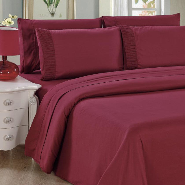 Premium 6-Piece Bamboo Queen Sheet Set - Burgundy Red - Soft & Breathable Bedding for Ultimate Comfort - Perfect for Home, Hotel, or Guest Room