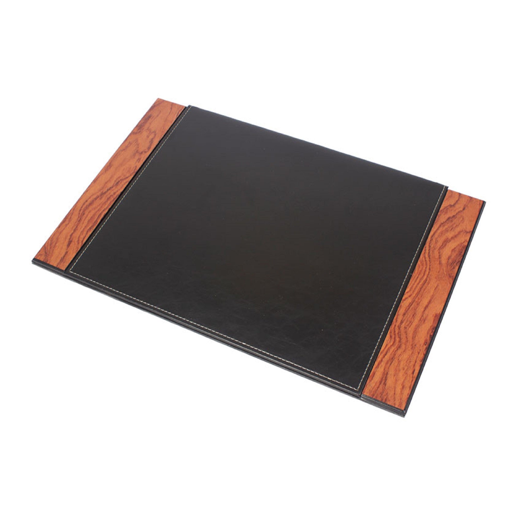Premium MOOG Leather Desk Pad with Mahogany Wood Base - Elegant Office Desk Protector with Cover for Writing, Typing & Home Office Decor