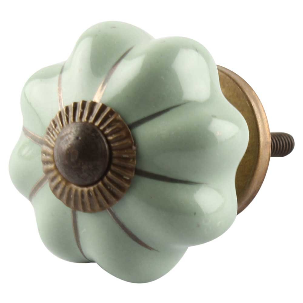 Premium Hand-Finished Pumpkin Green Ceramic Drawer Knobs - 4pc Set for Kitchen Cabinets & Dressers