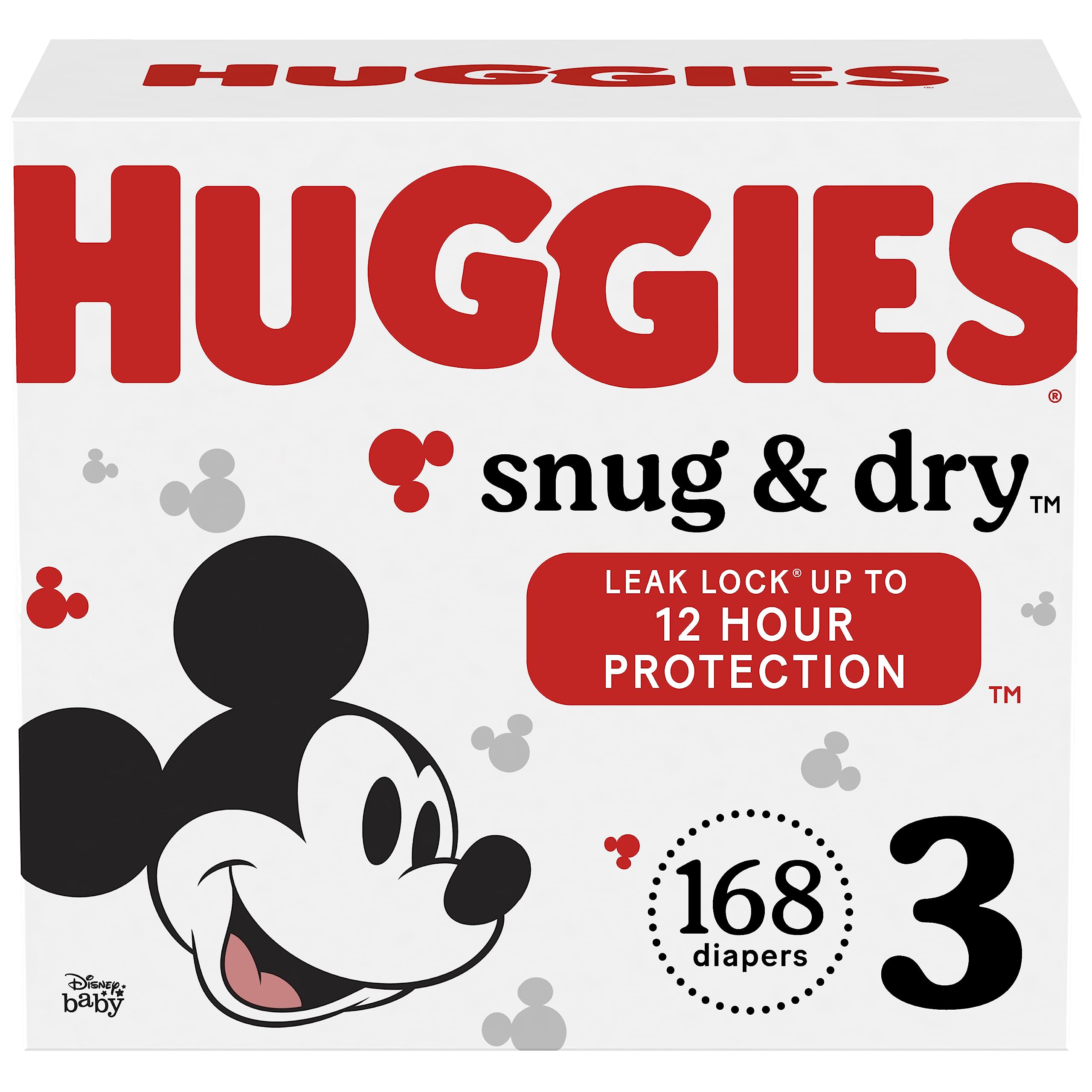 Huggies Snug & Dry Disposable Baby Diapers Size 3 (168 Count) & Size 2 (180 Count) - Ultra Absorbent, Leak Protection - One Month Supply - Perfect for Daycare, Overnight Use & Travel