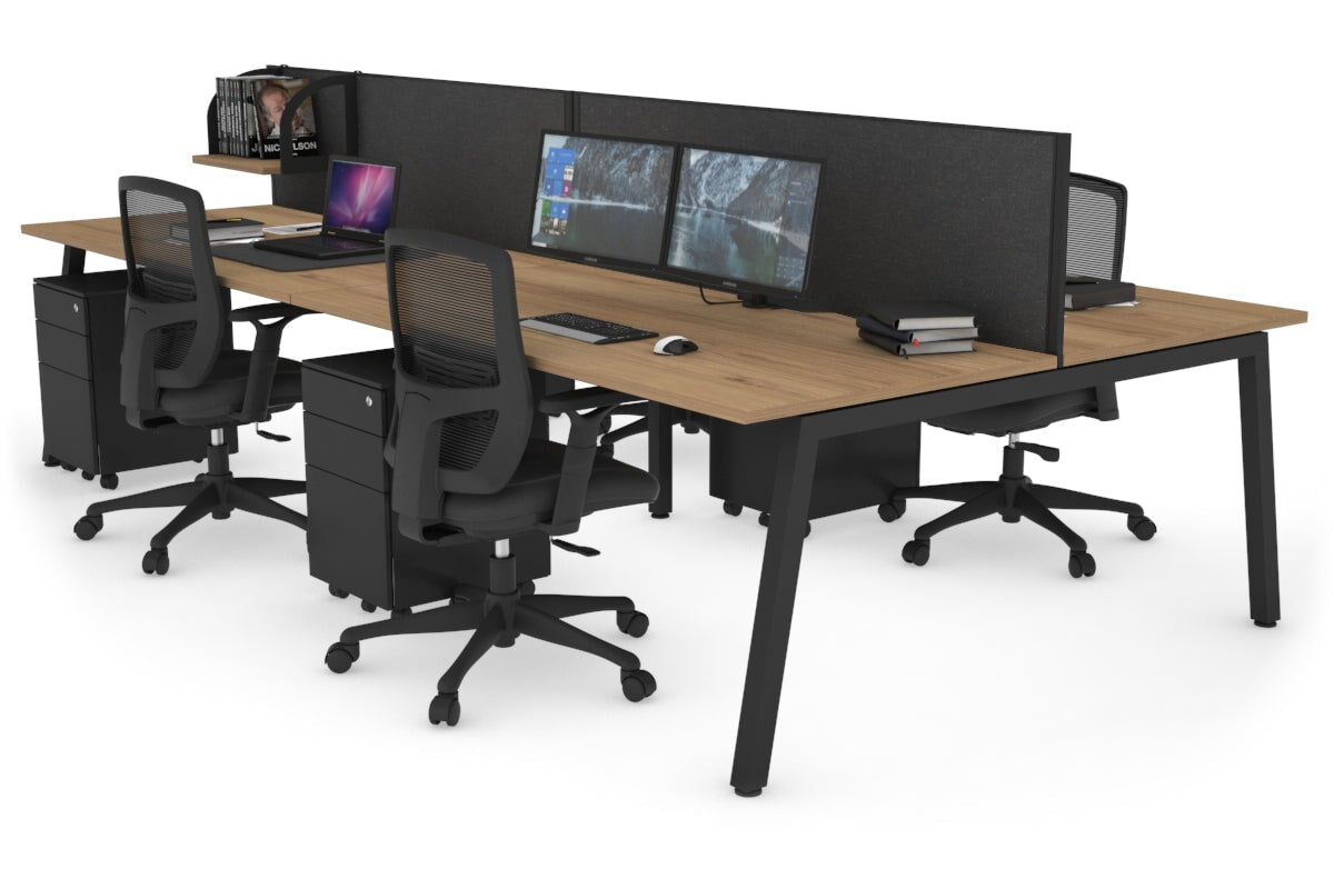 Quadro 4-Person Office Workstation Desk - 1200L x 800W with Cable Management Scallop - Perfect for Collaborative Workspaces, Team Meetings & Open Office Environments