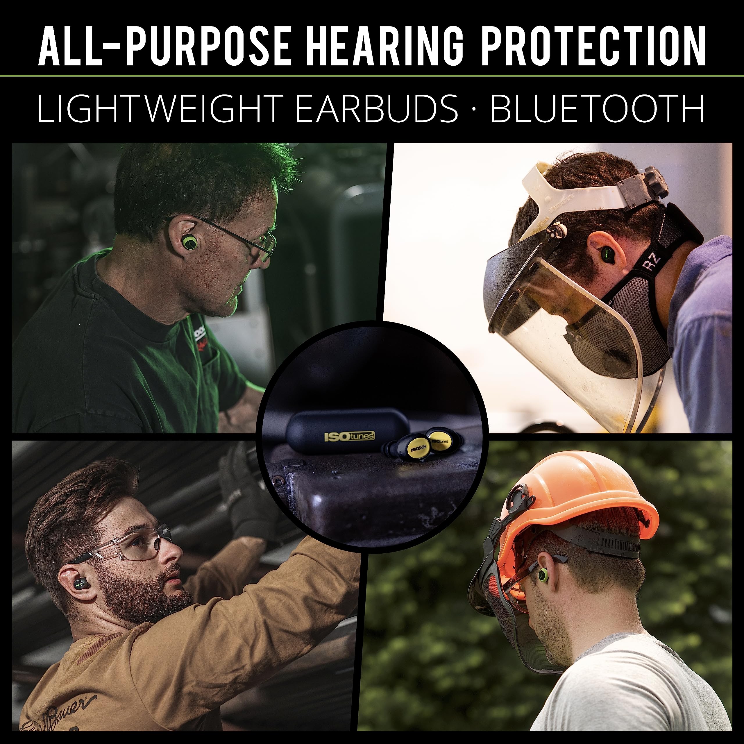 ISOtunes Free 2.0 True Wireless Bluetooth Hearing Protection Earbuds - 25dB NRR Noise Cancelling, OSHA Compliant, 79dB Audio Output for Workplace Safety | Perfect for Construction, Manufacturing & Loud Environments