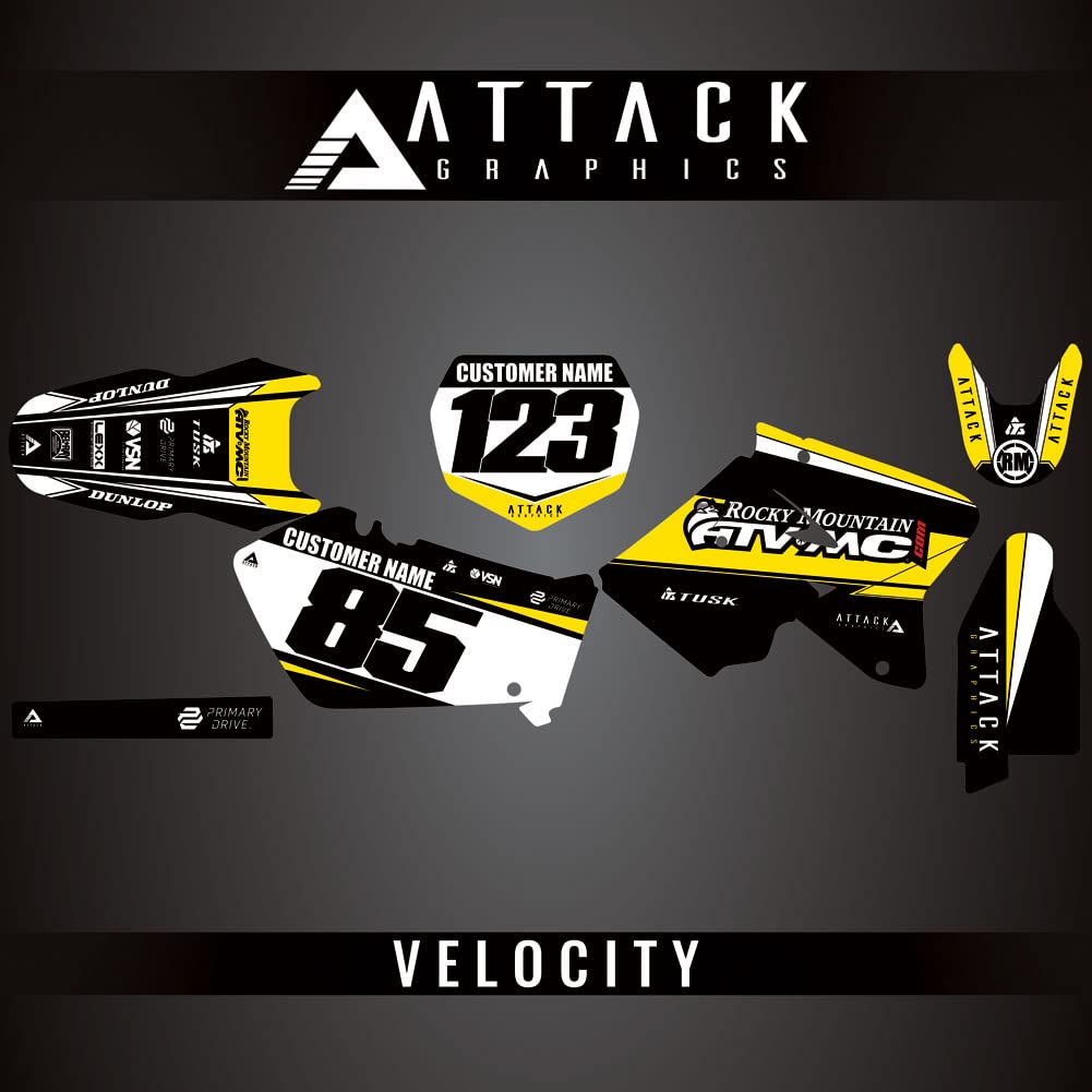 Custom Suzuki RM250 2007 Complete Bike Graphics Kit - High-Quality Attack Graphics for Motocross & Off-Road Racing - Perfect for Track Performance & Bike Customization
