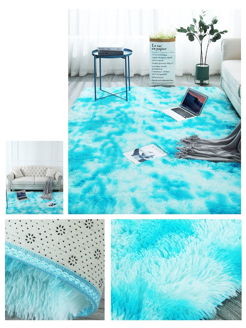 Vibrant Tie Dye Rainbow Faux Fur Rug - Soft Plush Shaggy Area Rug for Bedroom, Living Room, Kids Room & Nursery Decor - Boho Chic Home Accessory