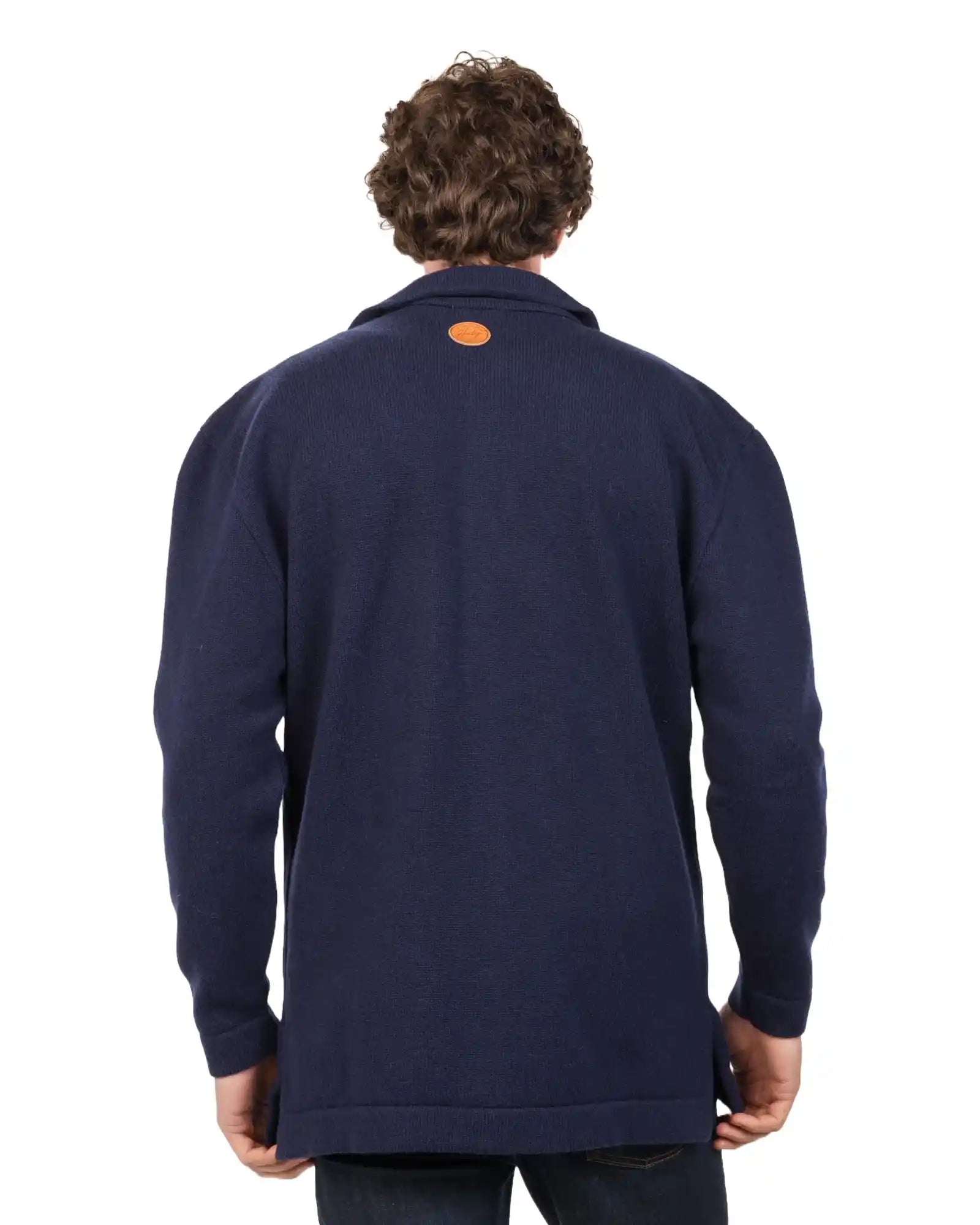 Men's Navy Blue Wool Shacket HS001 - Warm Winter Jacket for Outdoor Activities & Casual Wear