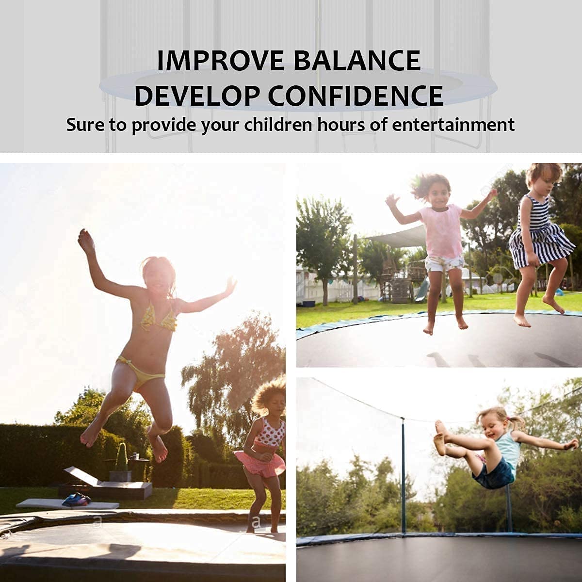 YAKEY 10FT 12FT 15FT Outdoor Trampoline with Safety Enclosure Net - ASTM Approved Waterproof Bounce Trampoline for Kids & Family - Perfect for Backyard Fun, Exercise, and Outdoor Recreation