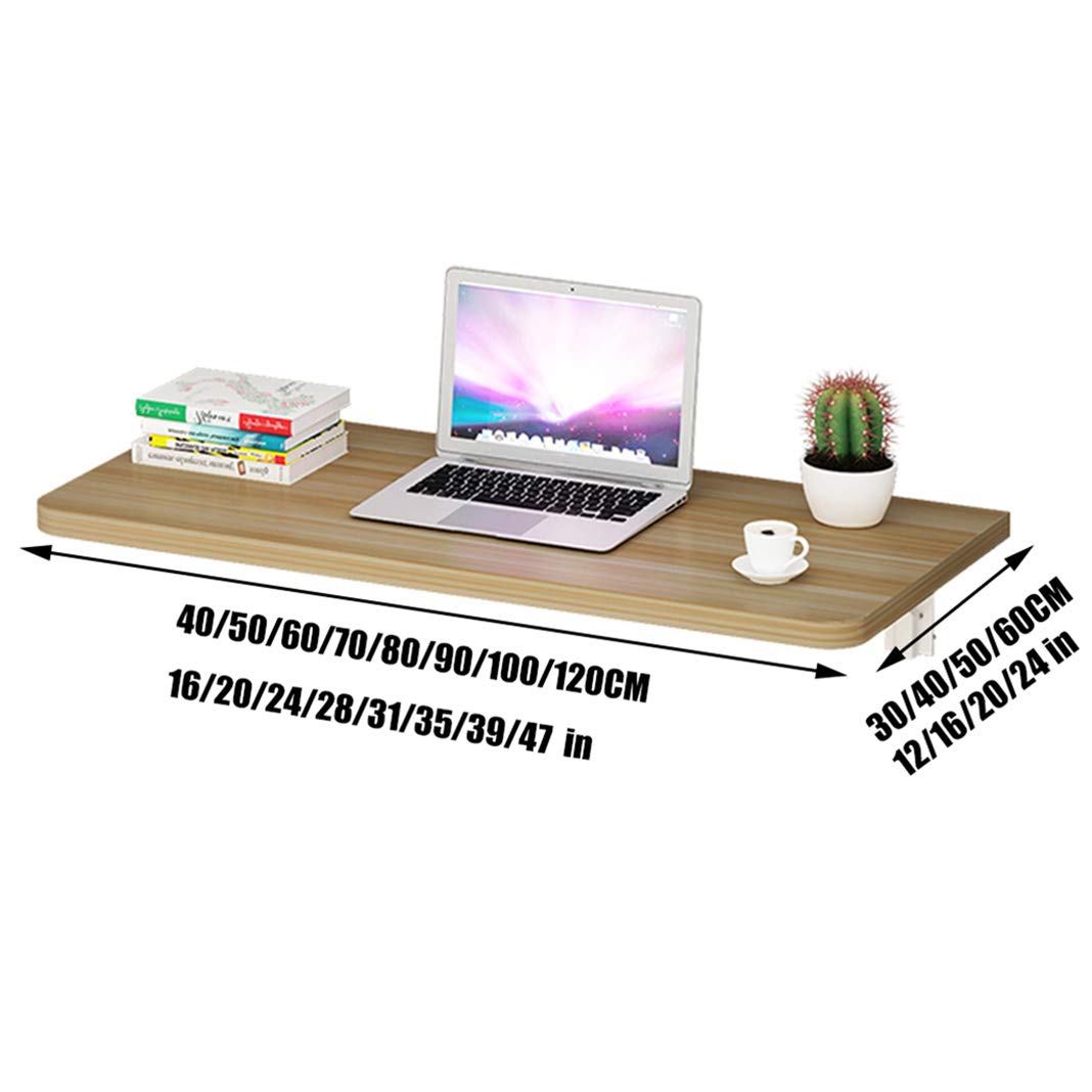Wall Mounted Folding Drop-Leaf Table - Space Saving Home Office Desk, Floating Computer Workstation for Small Spaces, Adjustable Kitchen & Dining Table (Multiple Size Options) - Perfect for Apartments, Dorms & Tiny Homes